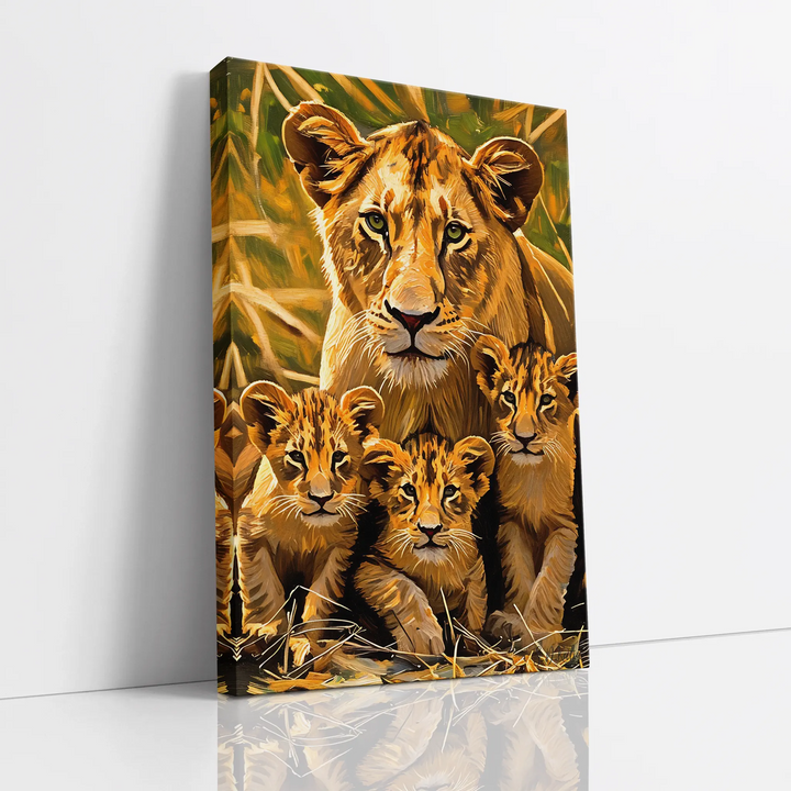 Lioness and Three Cubs Watchful Calm Giclée Print 231088 Visual Wall Art AR2:3V Giclée Print