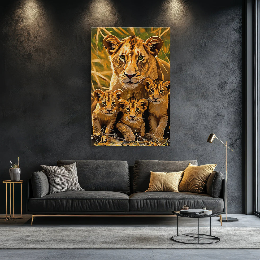 Lioness and Three Cubs Watchful Calm Giclée Print 231088 Visual Wall Art AR2:3V Giclée Print