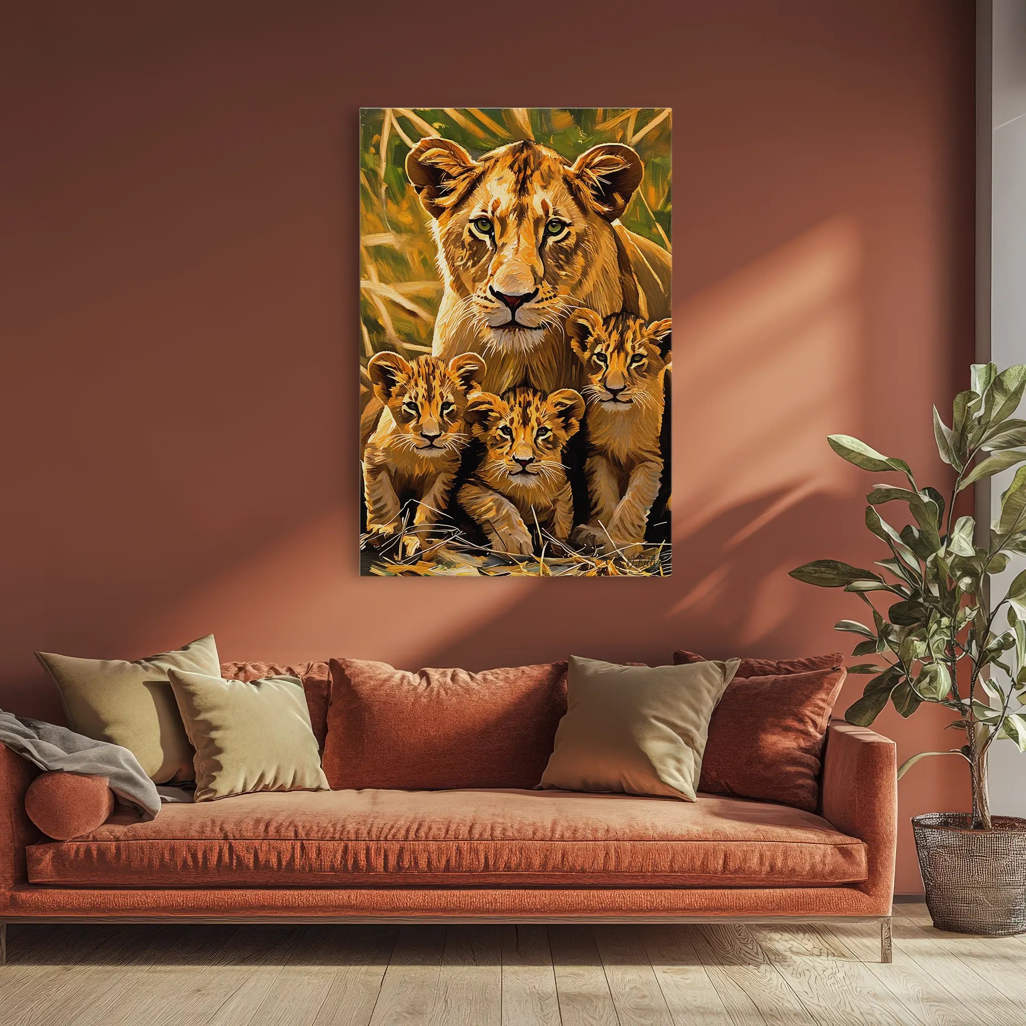 Lioness and Three Cubs Watchful Calm Giclée Print 231088 Visual Wall Art AR2:3V Giclée Print