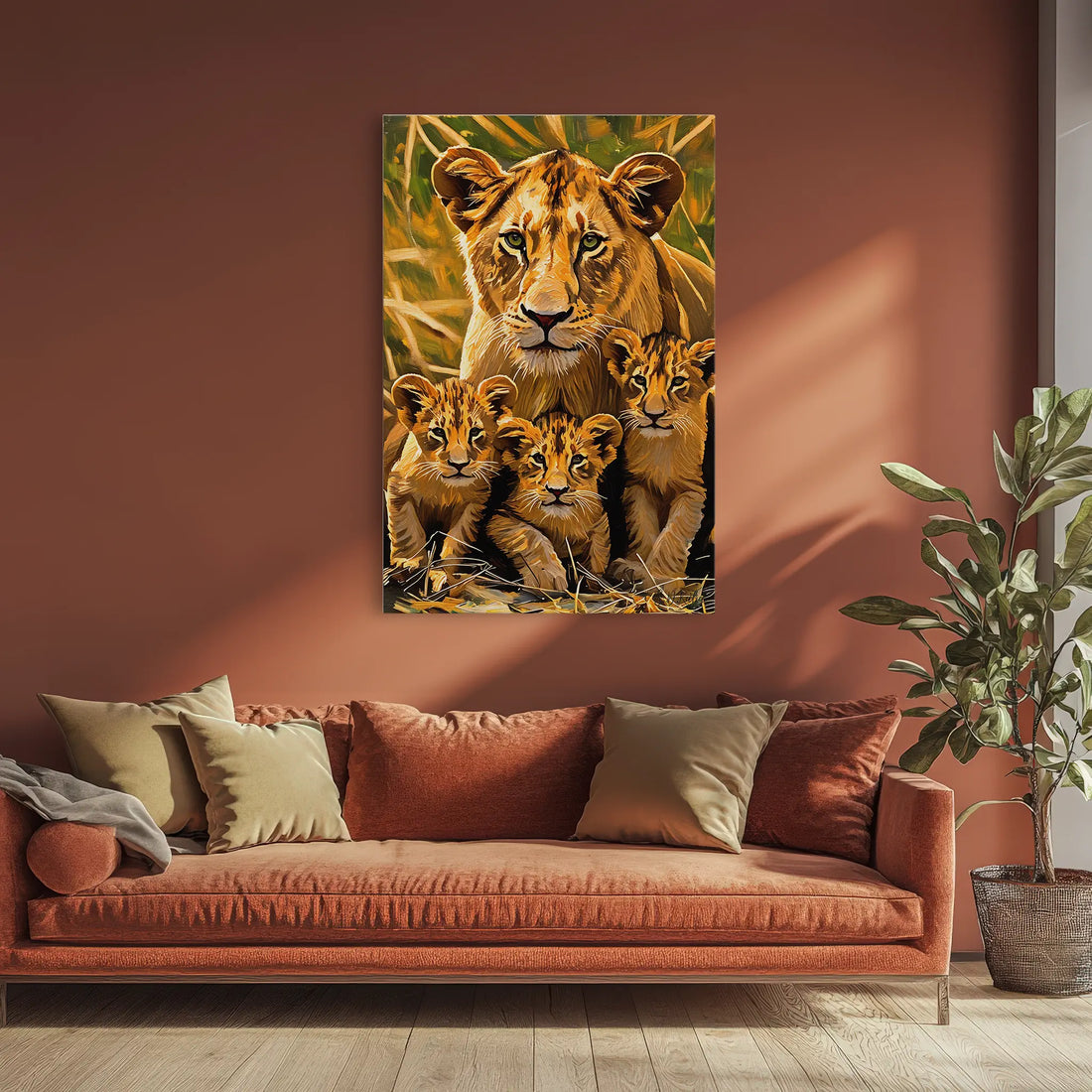 Lioness and Three Cubs Watchful Calm Giclée Print 231088 Visual Wall Art AR2:3V Giclée Print