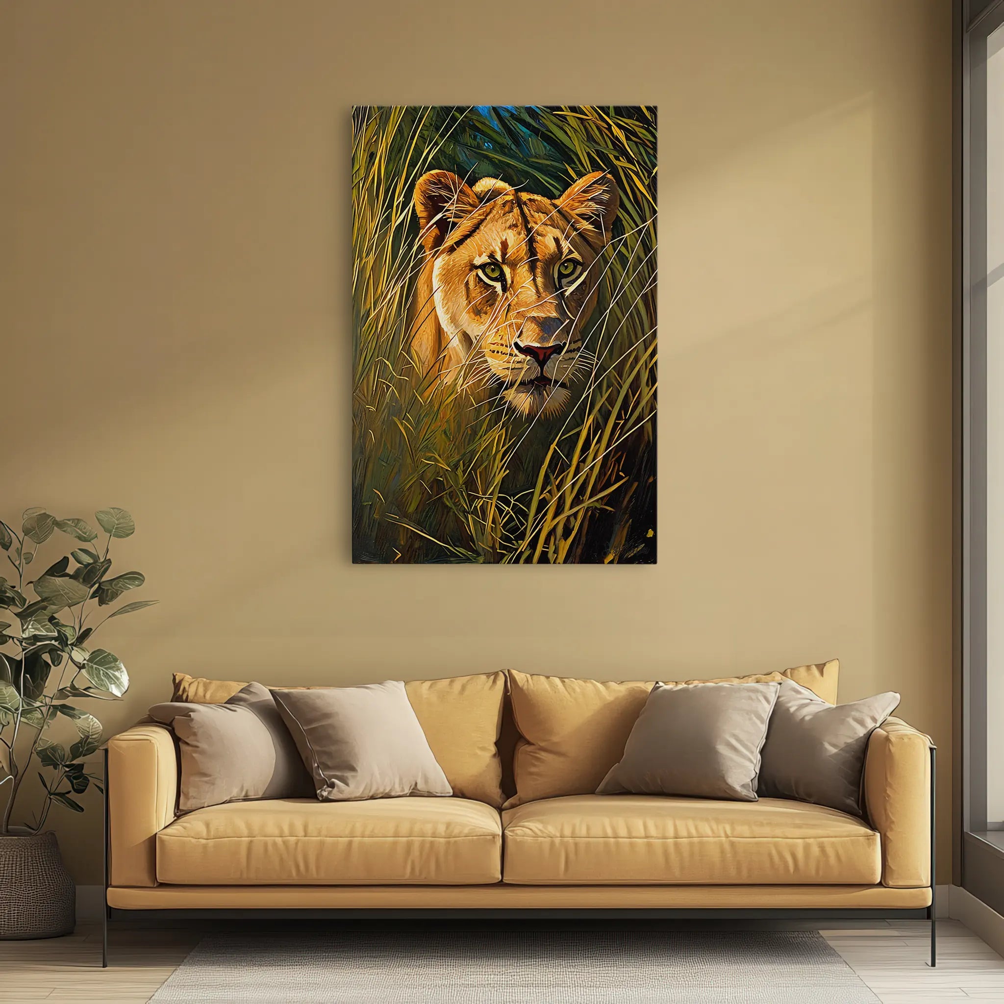 Lioness in Tall Grass Giclée Print 231026 Visual Wall Art AR2:3V Giclée Print