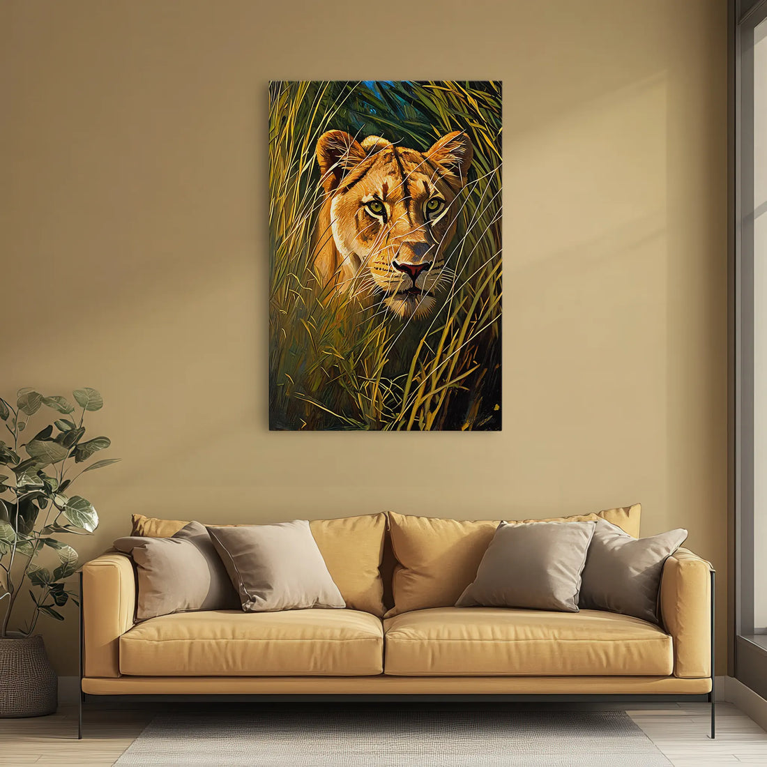 Lioness in Tall Grass Giclée Print 231026 Visual Wall Art AR2:3V Giclée Print