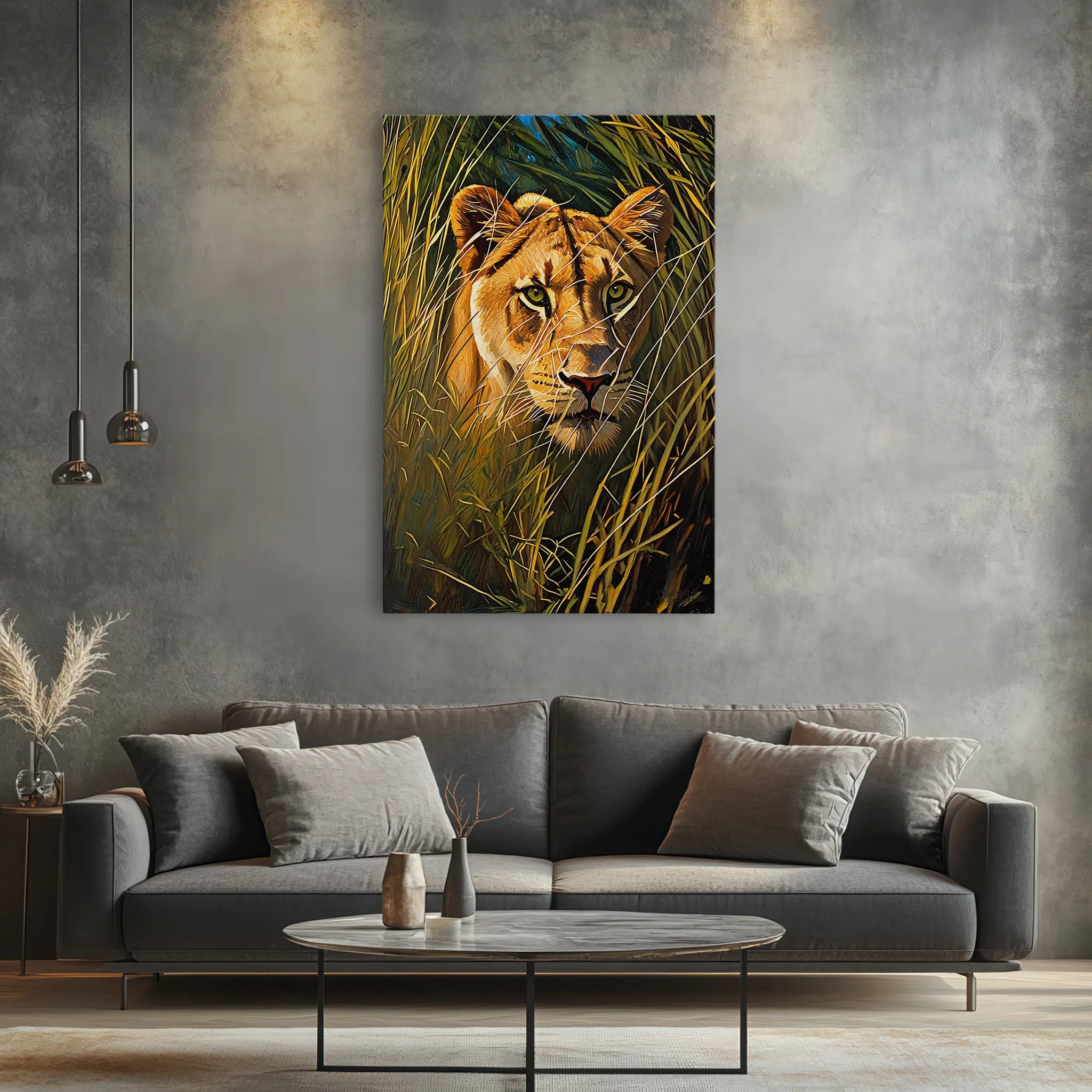 Lioness in Tall Grass Giclée Print 231026 Visual Wall Art AR2:3V Giclée Print