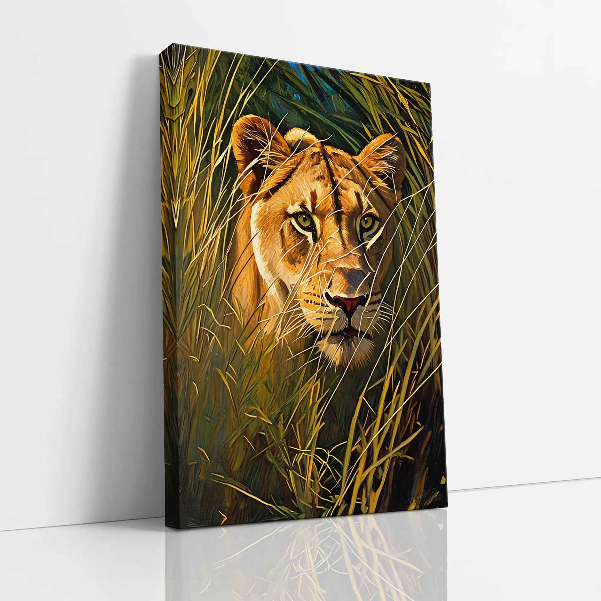 Lioness in Tall Grass Giclée Print 231026 Visual Wall Art AR2:3V Giclée Print