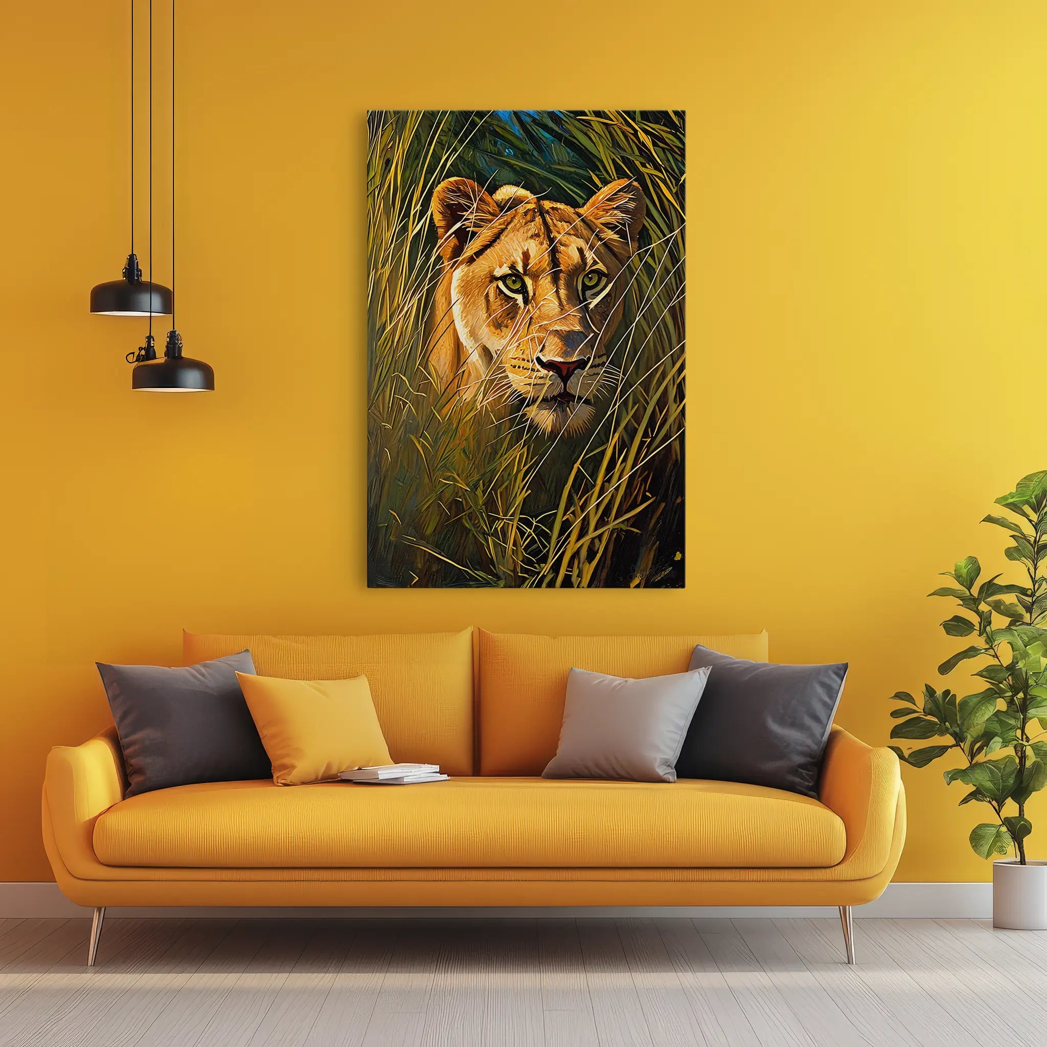 Lioness in Tall Grass Giclée Print 231026 Visual Wall Art AR2:3V Giclée Print
