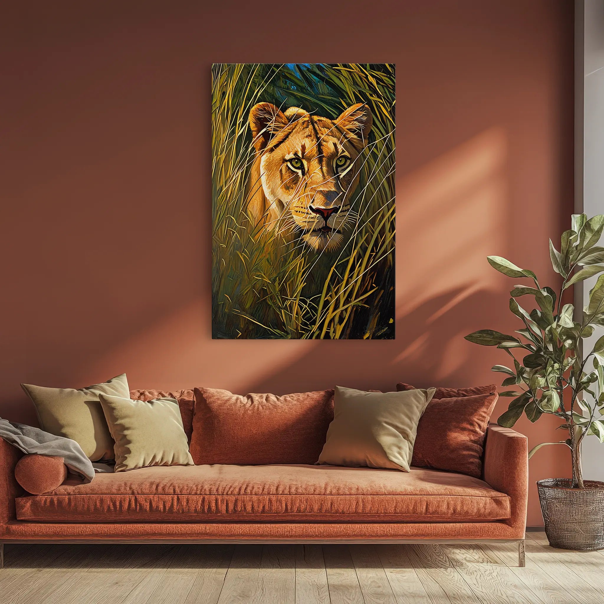 Lioness in Tall Grass Giclée Print 231026 Visual Wall Art AR2:3V Giclée Print