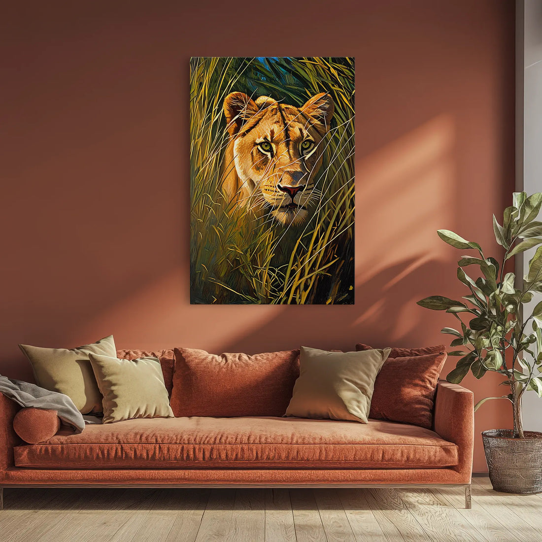Lioness in Tall Grass Giclée Print 231026 Visual Wall Art AR2:3V Giclée Print