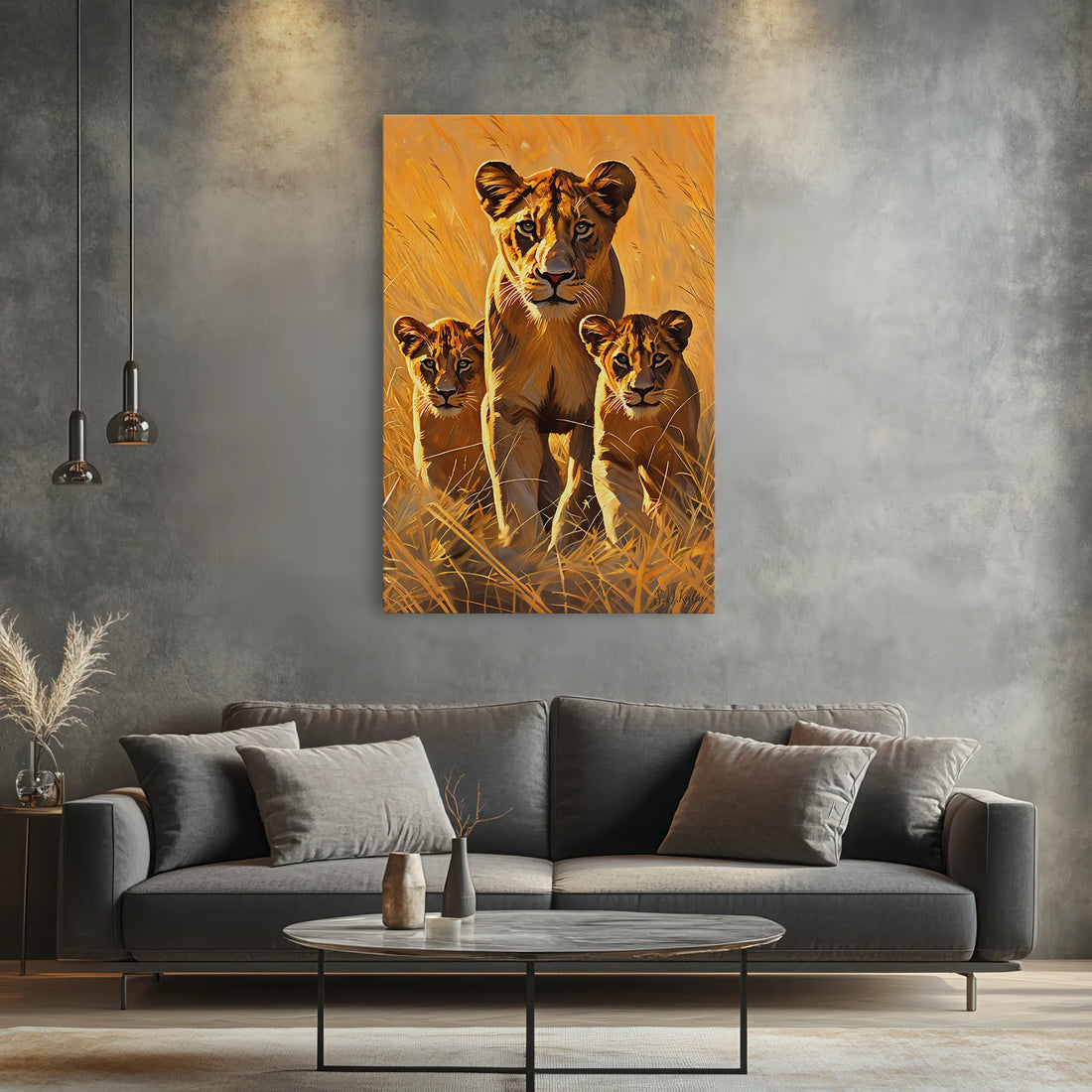 Lioness on Patrol With Two Cubs Giclée Print 231089 Visual Wall Art AR2:3V Giclée Print