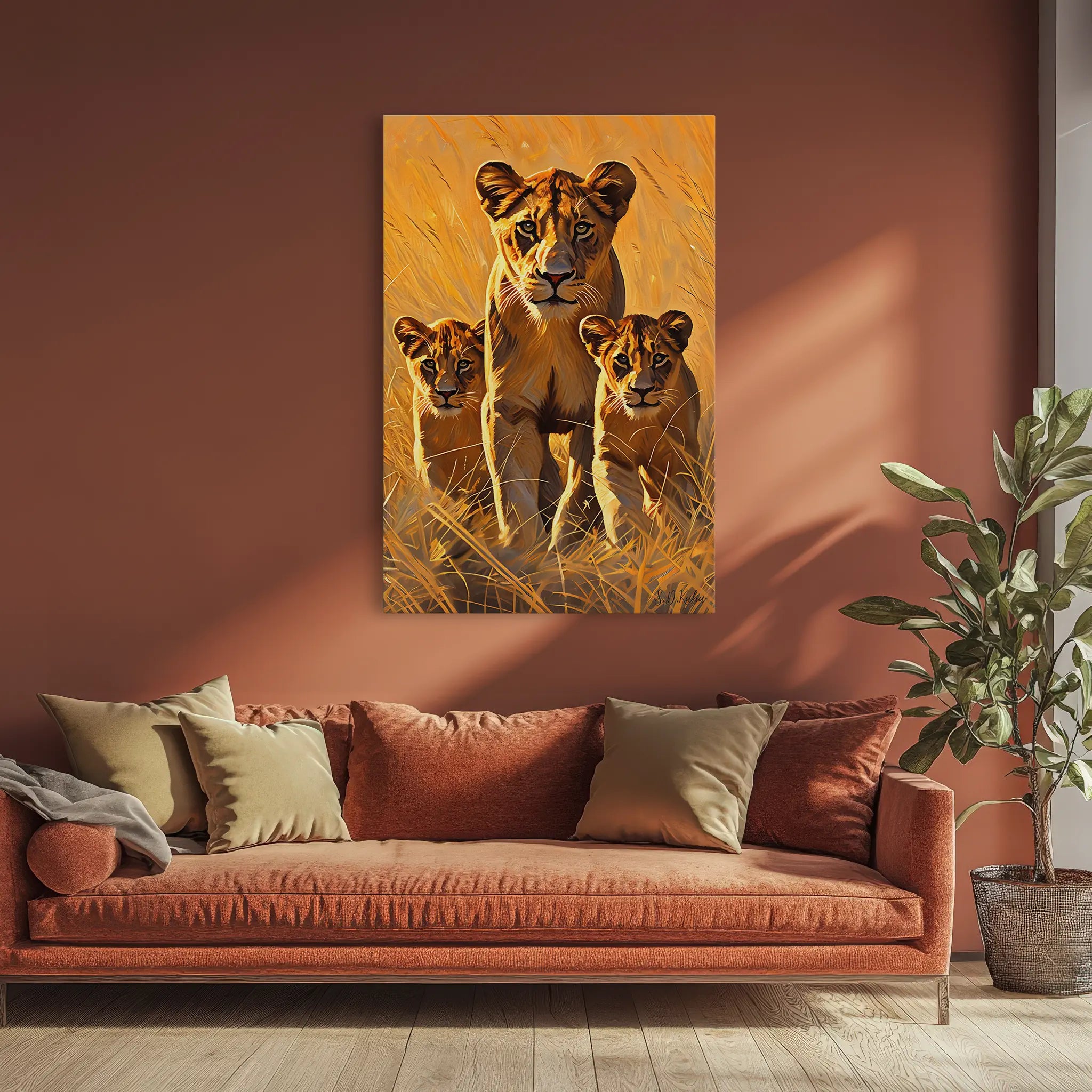Lioness on Patrol With Two Cubs Giclée Print 231089 Visual Wall Art AR2:3V Giclée Print