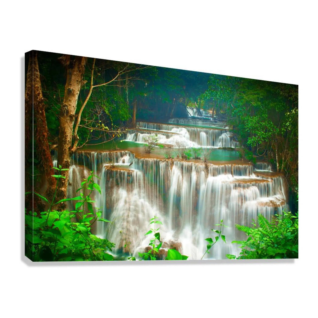 Lush Forest Falls Waterfall Giclée Print 32615 Giclée Stretched Canvas Print Visual Wall Art