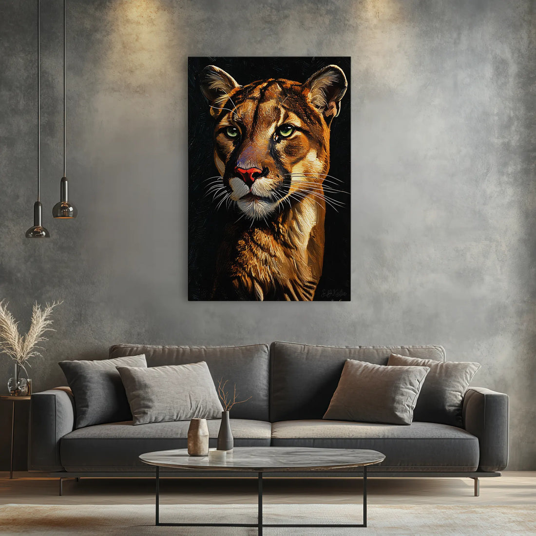 Majestic Cougar Portrait Giclée Print 231027 Visual Wall Art AR2:3V Giclée Print
