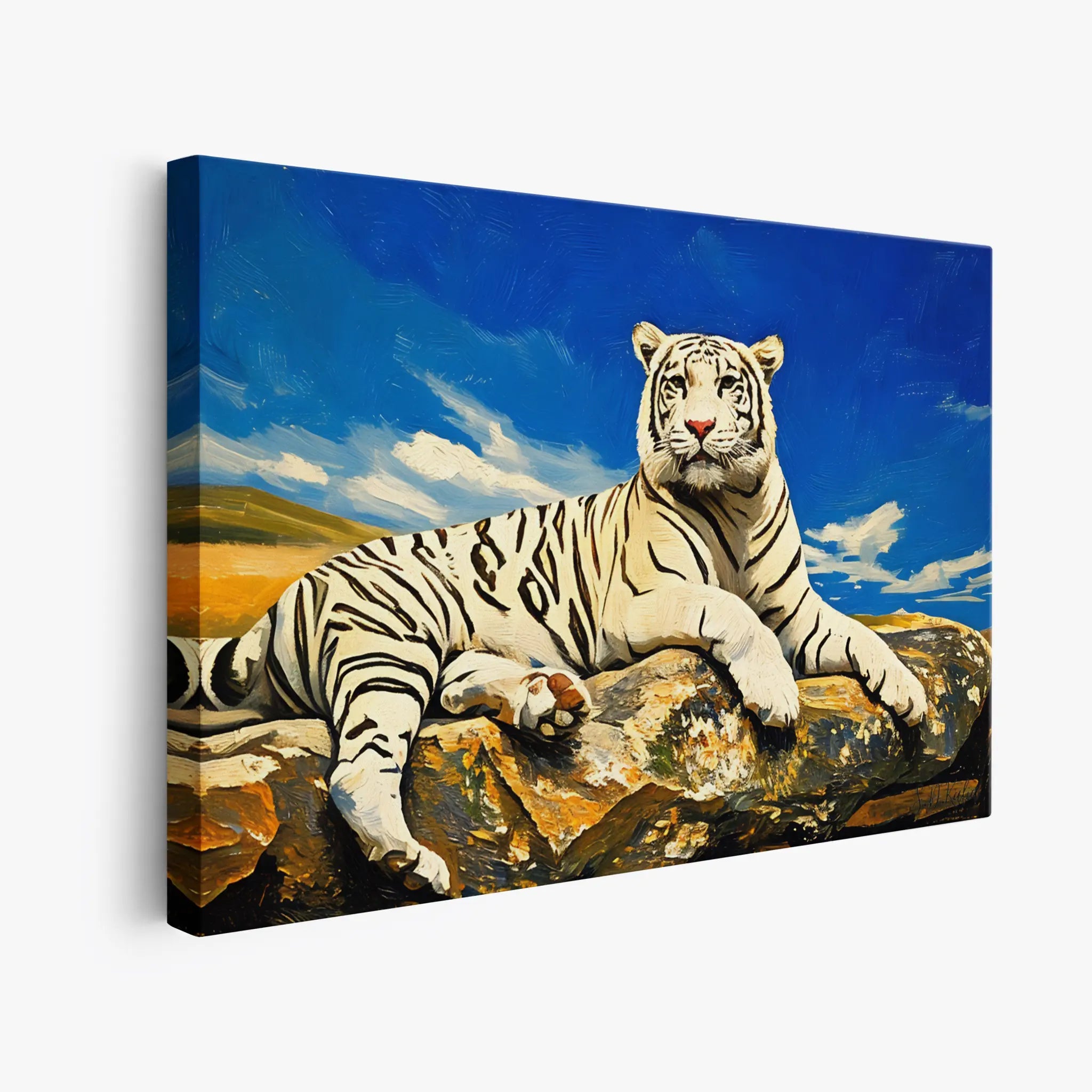 Majestic White Tiger Portrait in Fall Colors Giclée Print 321006 Visual Wall Art AR3:2H Giclée Print