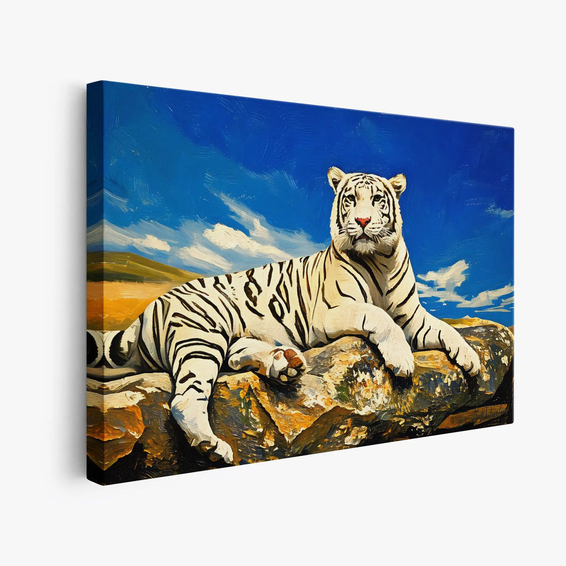 Majestic White Tiger Portrait in Fall Colors Giclée Print 321006 Visual Wall Art AR3:2H Giclée Print