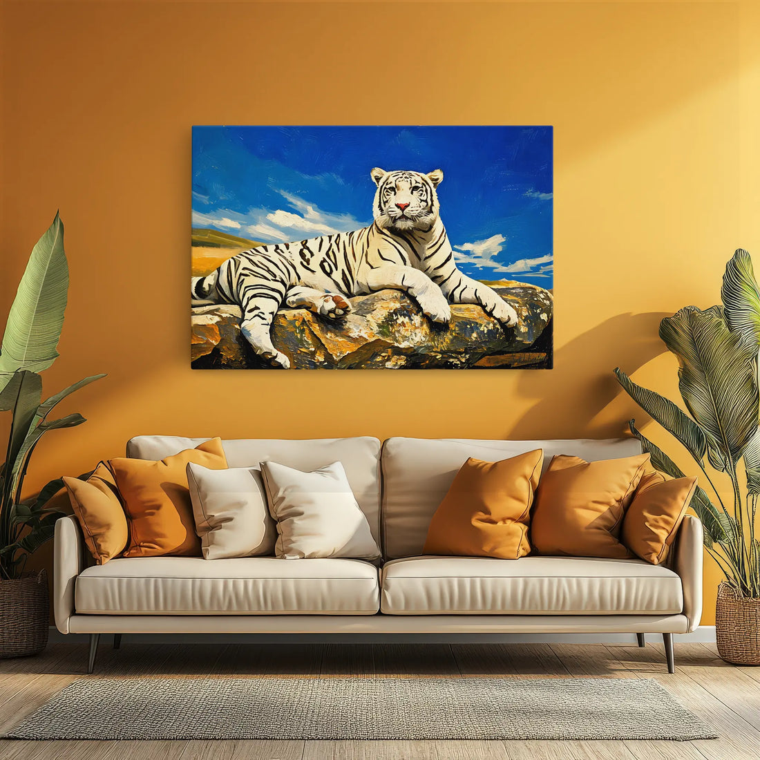 Majestic White Tiger Portrait in Fall Colors Giclée Print 321006 Visual Wall Art AR3:2H Giclée Print