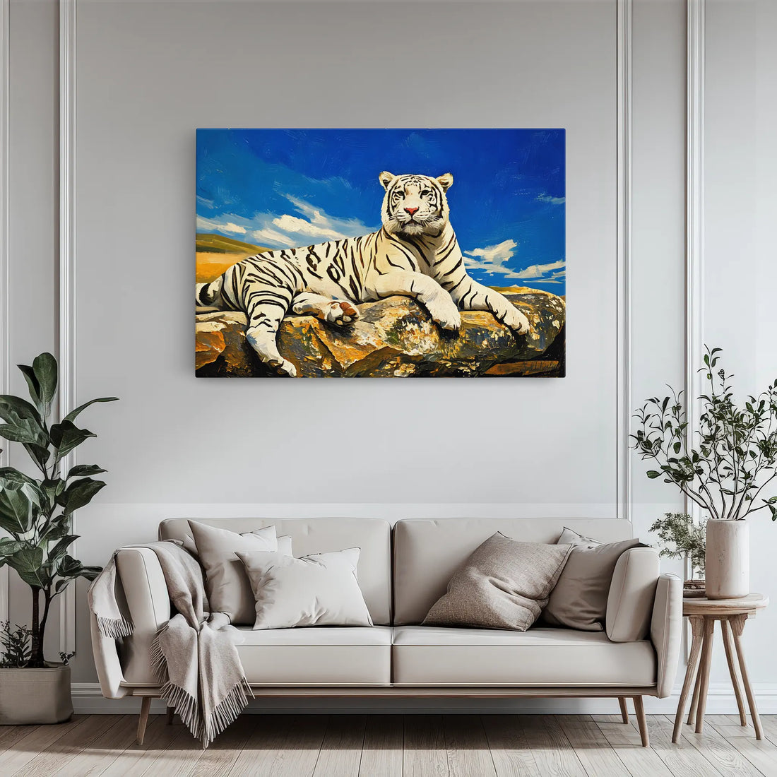 Majestic White Tiger Portrait in Fall Colors Giclée Print 321006 Visual Wall Art AR3:2H Giclée Print
