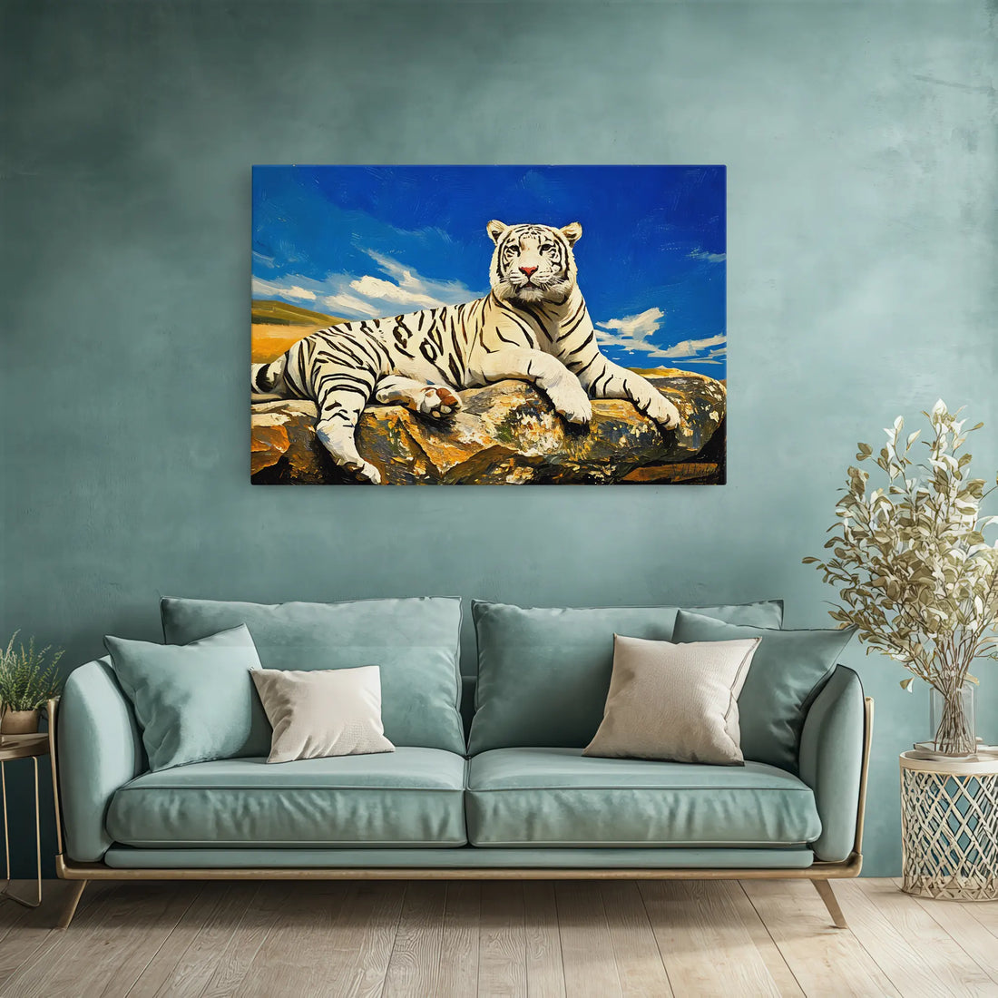 Majestic White Tiger Portrait in Fall Colors Giclée Print 321006 Visual Wall Art AR3:2H Giclée Print