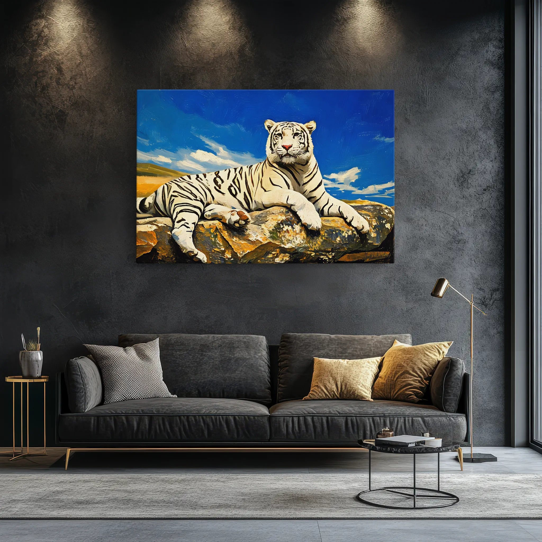 Majestic White Tiger Portrait in Fall Colors Giclée Print 321006 Visual Wall Art AR3:2H Giclée Print