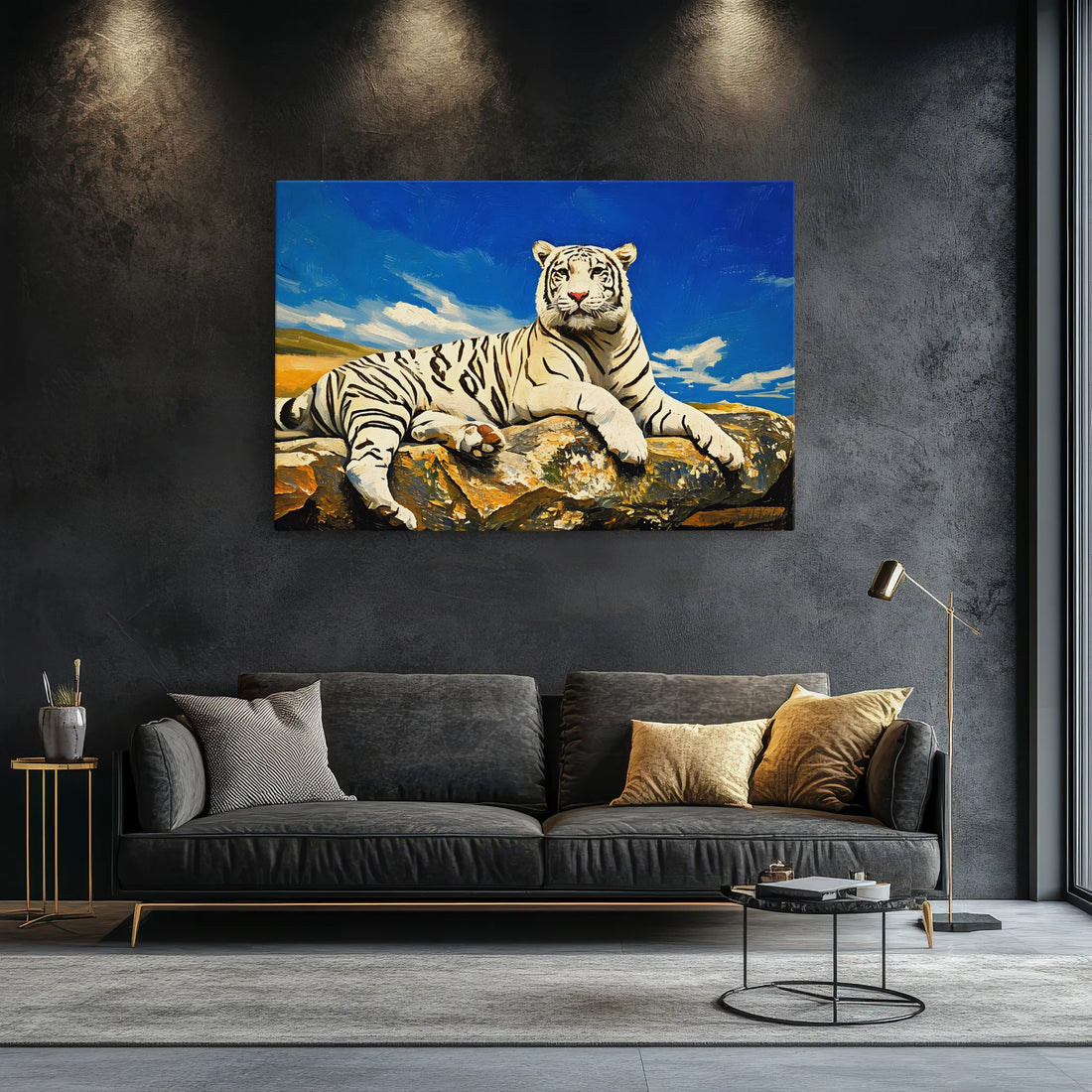 Majestic White Tiger Portrait in Fall Colors Giclée Print 321006 Visual Wall Art AR3:2H Giclée Print