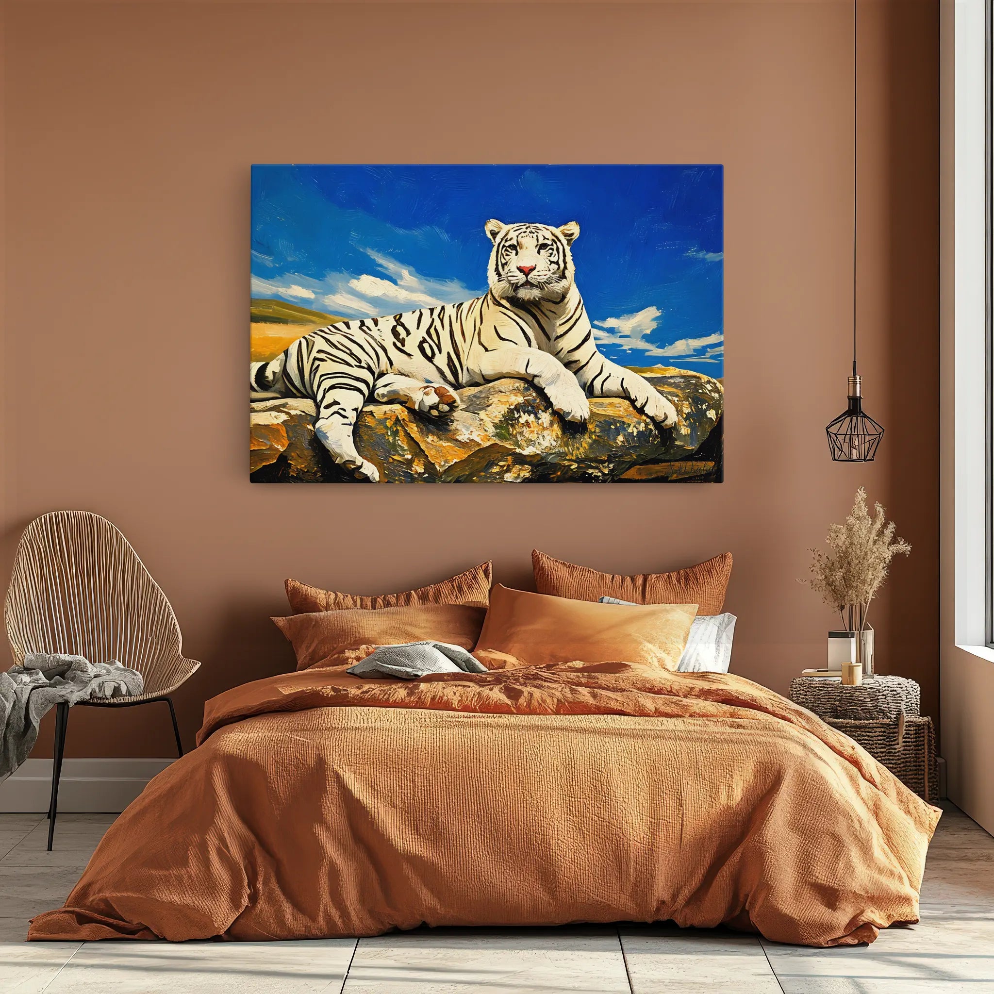 Majestic White Tiger Portrait in Fall Colors Giclée Print 321006 Visual Wall Art AR3:2H Giclée Print