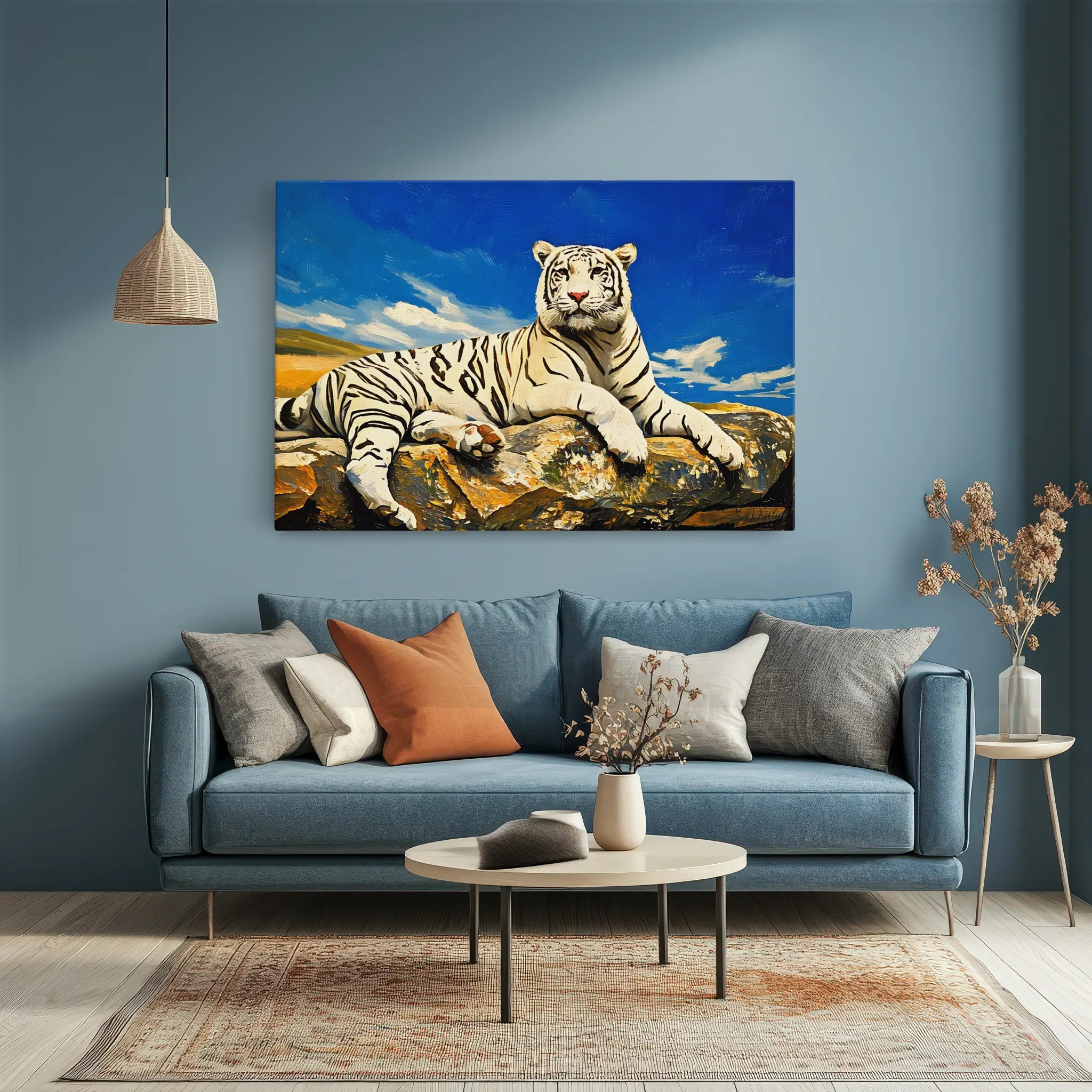 Majestic White Tiger Portrait in Fall Colors Giclée Print 321006 Visual Wall Art AR3:2H Giclée Print