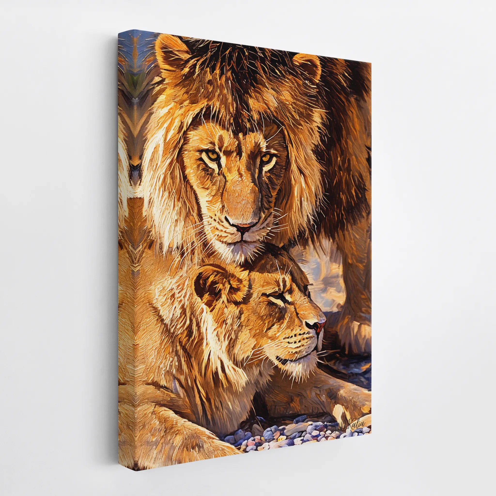 Male Lion Watching Over Resting Lioness Giclée Print 231028 Visual Wall Art AR2:3V Giclée Print