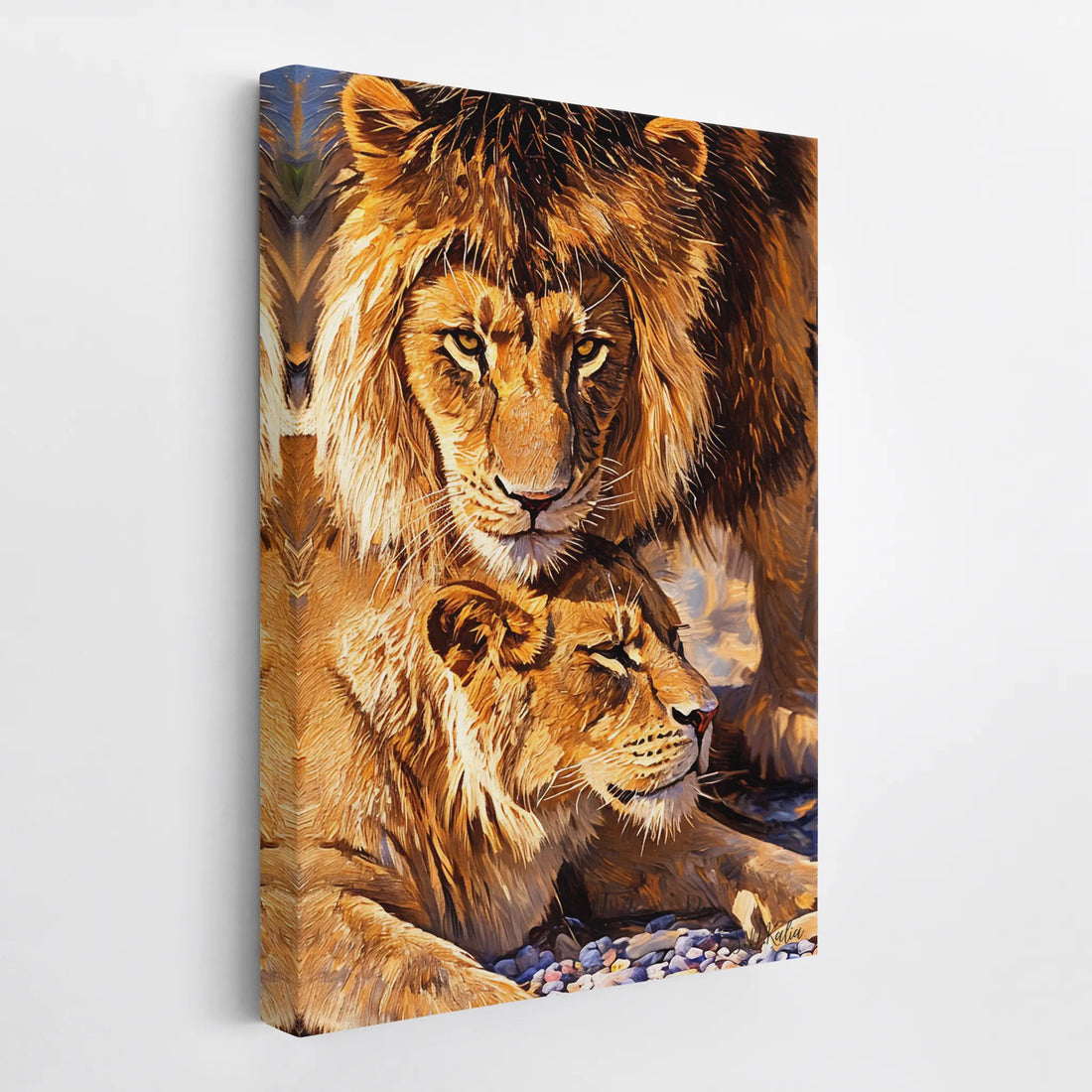 Male Lion Watching Over Resting Lioness Giclée Print 231028 Visual Wall Art AR2:3V Giclée Print