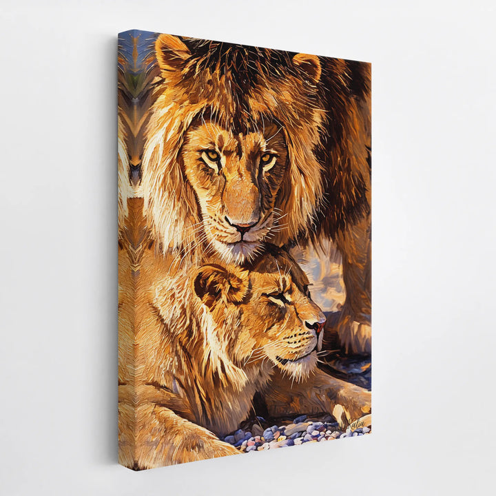 Male Lion Watching Over Resting Lioness Giclée Print 231028 Visual Wall Art AR2:3V Giclée Print