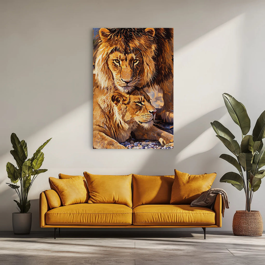 Male Lion Watching Over Resting Lioness Giclée Print 231028 Visual Wall Art AR2:3V Giclée Print