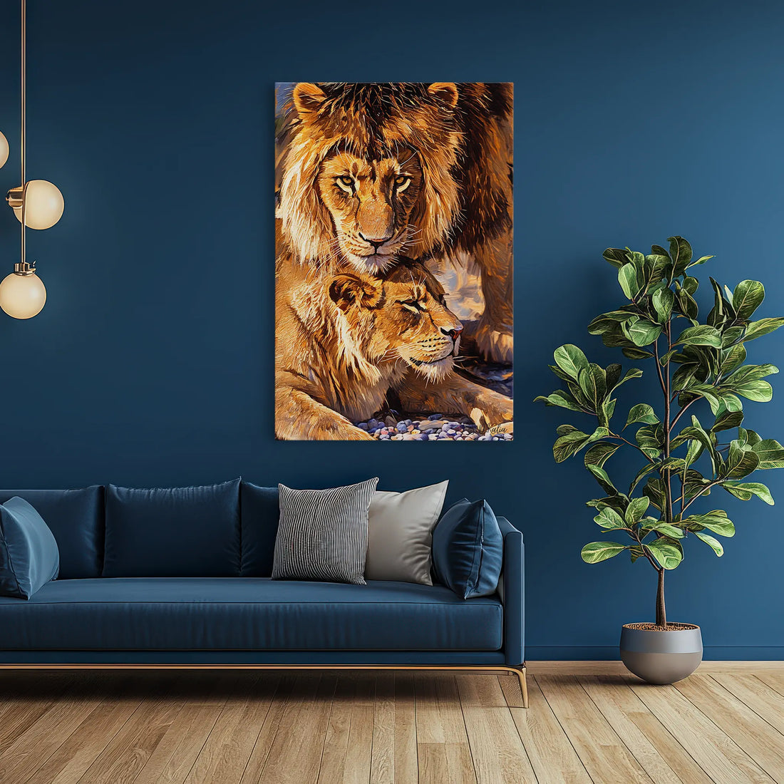 Male Lion Watching Over Resting Lioness Giclée Print 231028 Visual Wall Art AR2:3V Giclée Print