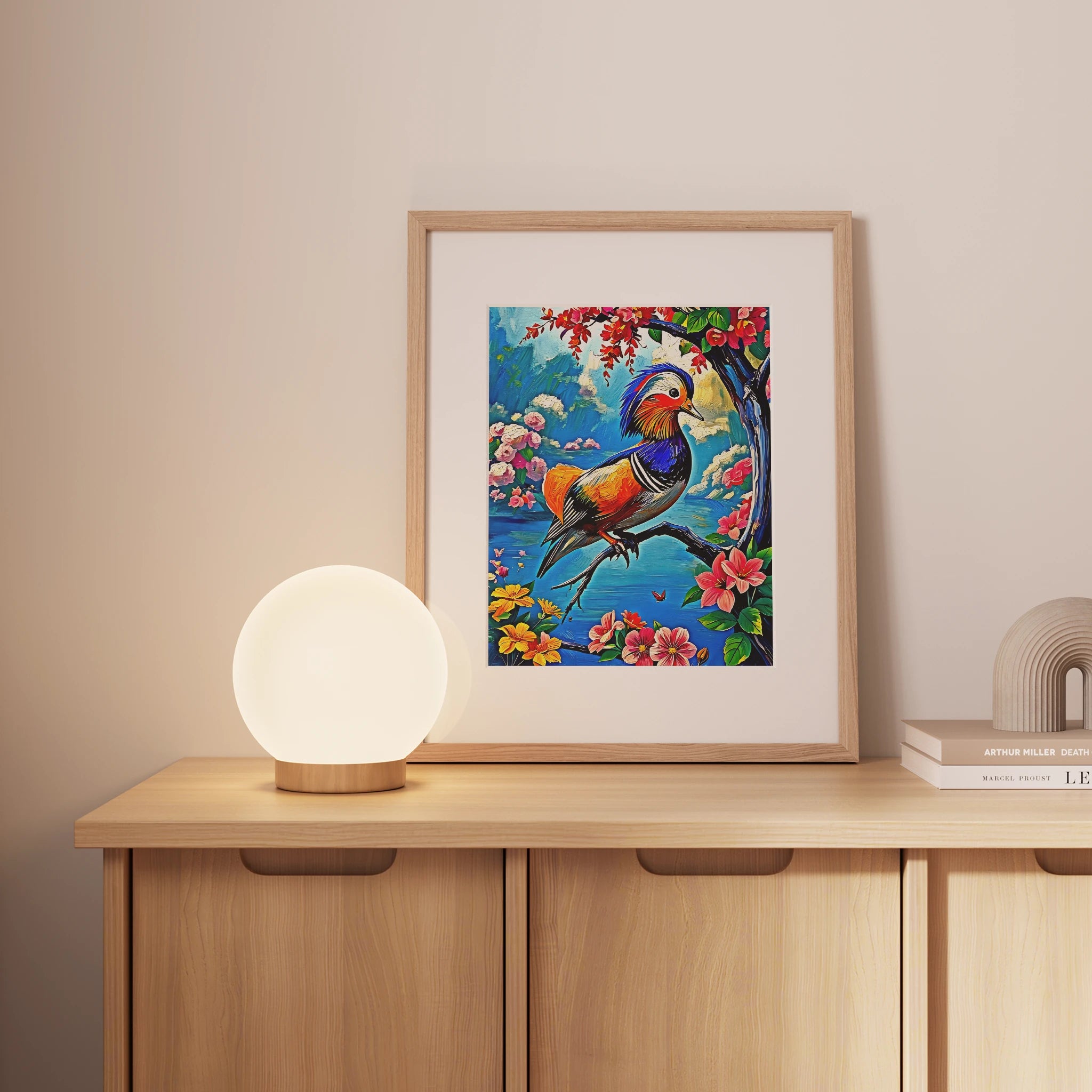 Mandarin Duck Aix Galericulata-Framed Paper Print-452223 Visual Wall Art Framed Print