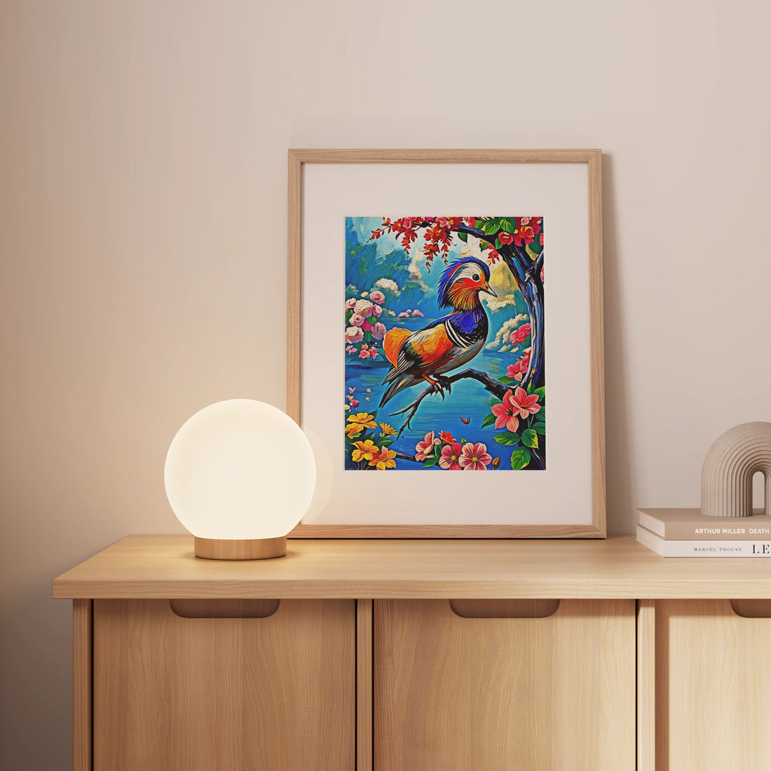 Mandarin Duck Aix Galericulata-Framed Paper Print-452223 Visual Wall Art Framed Print