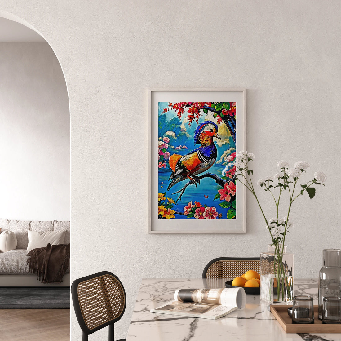 Mandarin Duck Aix Galericulata-Framed Paper Print-452223 Visual Wall Art Framed Print