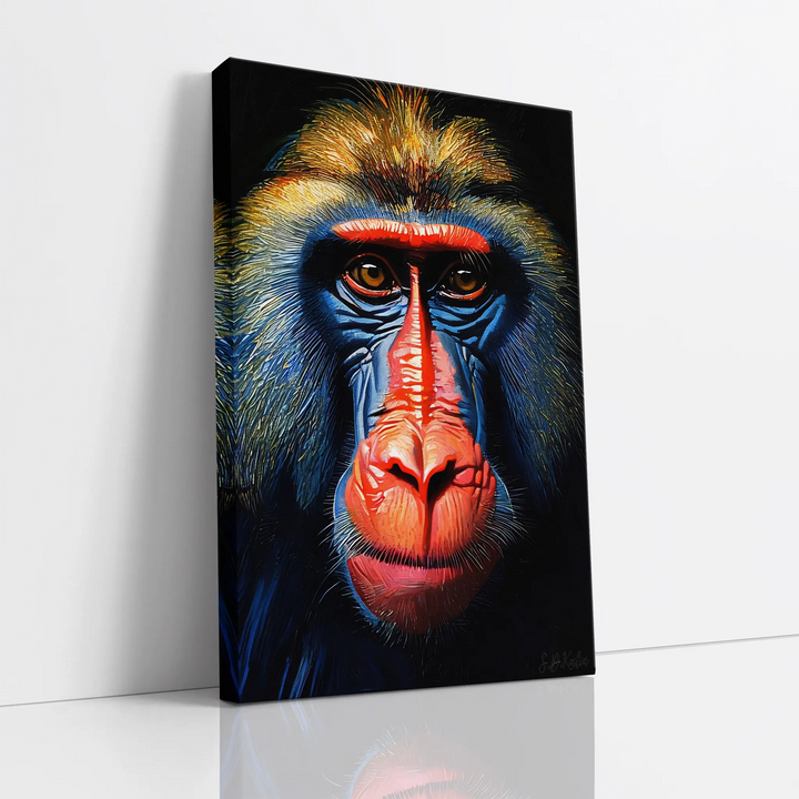 Mandrill Monkey Face of Fire and Blue Giclée Print 231029 Visual Wall Art AR2:3V Giclée Print