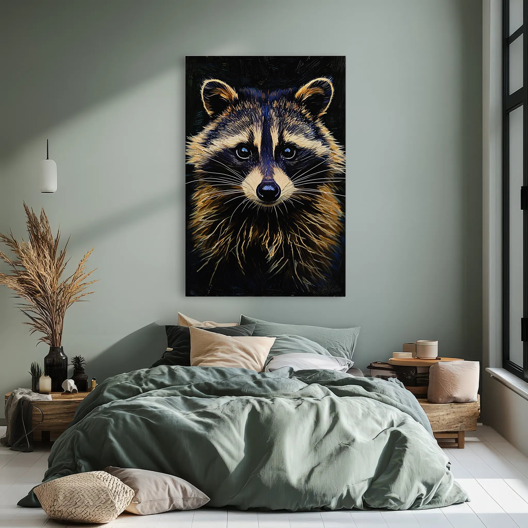 Masked Curiosity Raccoon Portrait Giclée Print 231091 Visual Wall Art AR2:3V Giclée Print