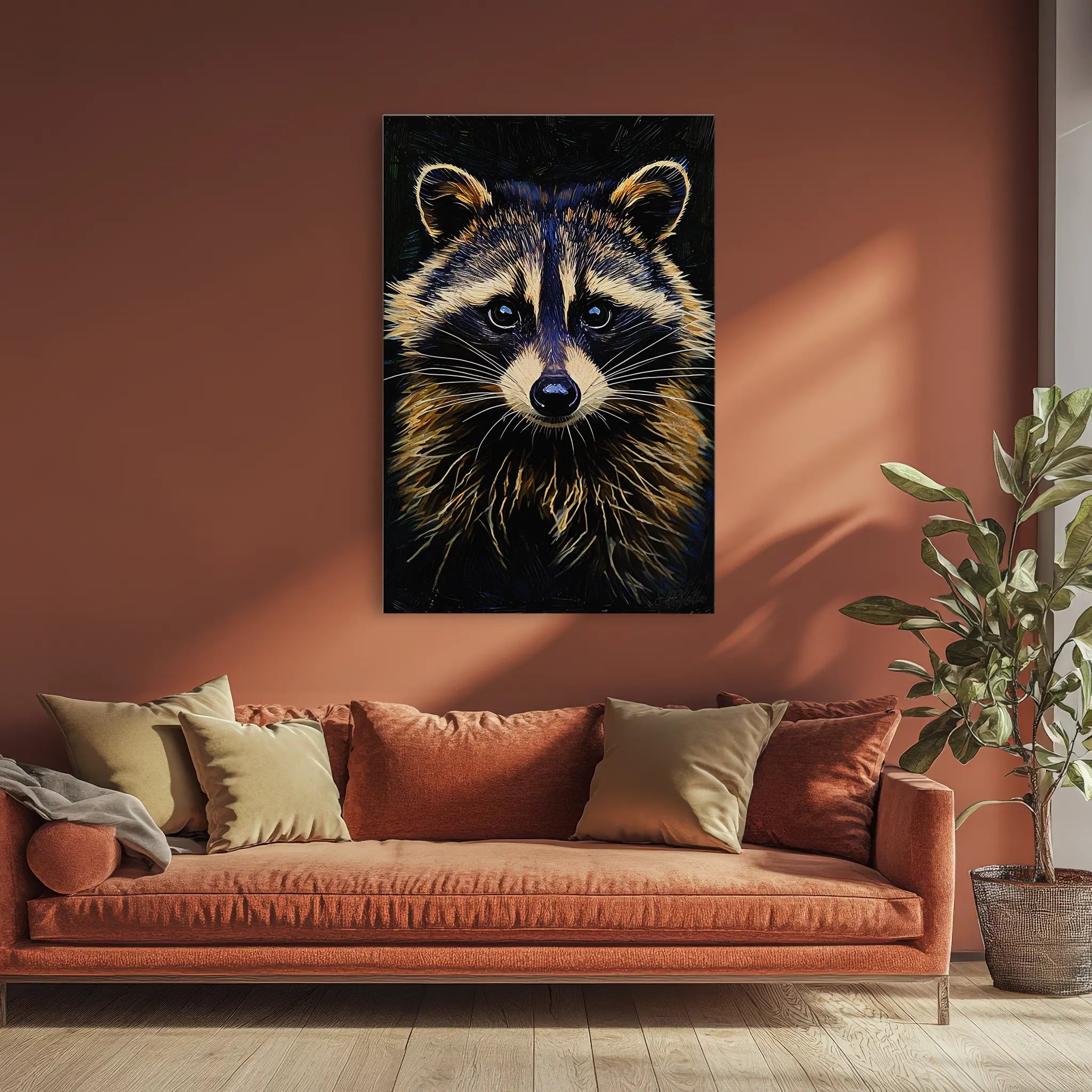 Masked Curiosity Raccoon Portrait Giclée Print 231091 Visual Wall Art AR2:3V Giclée Print