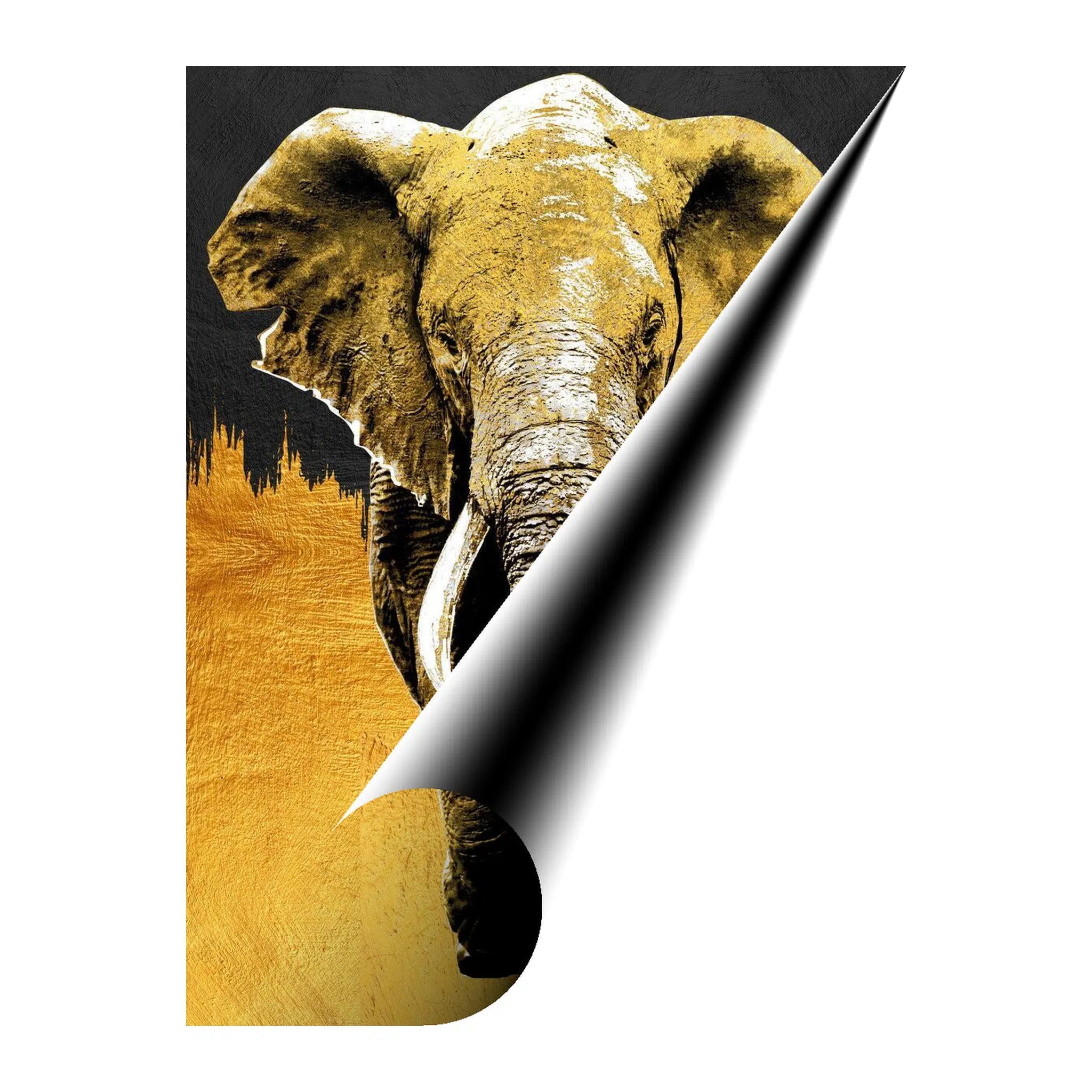 Massive Elephant Gold Giclée Print 34914 Giclée Fine Art Matte Paper Print Visual Wall Art