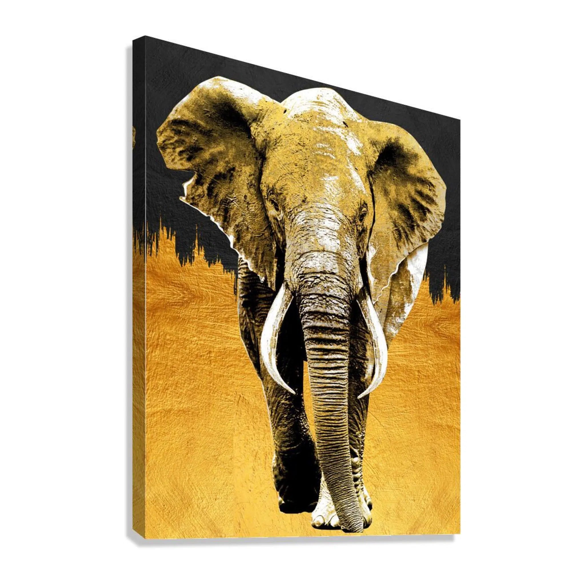 Massive Elephant Gold Giclée Print 34914 Giclée Stretched Canvas Print Visual Wall Art