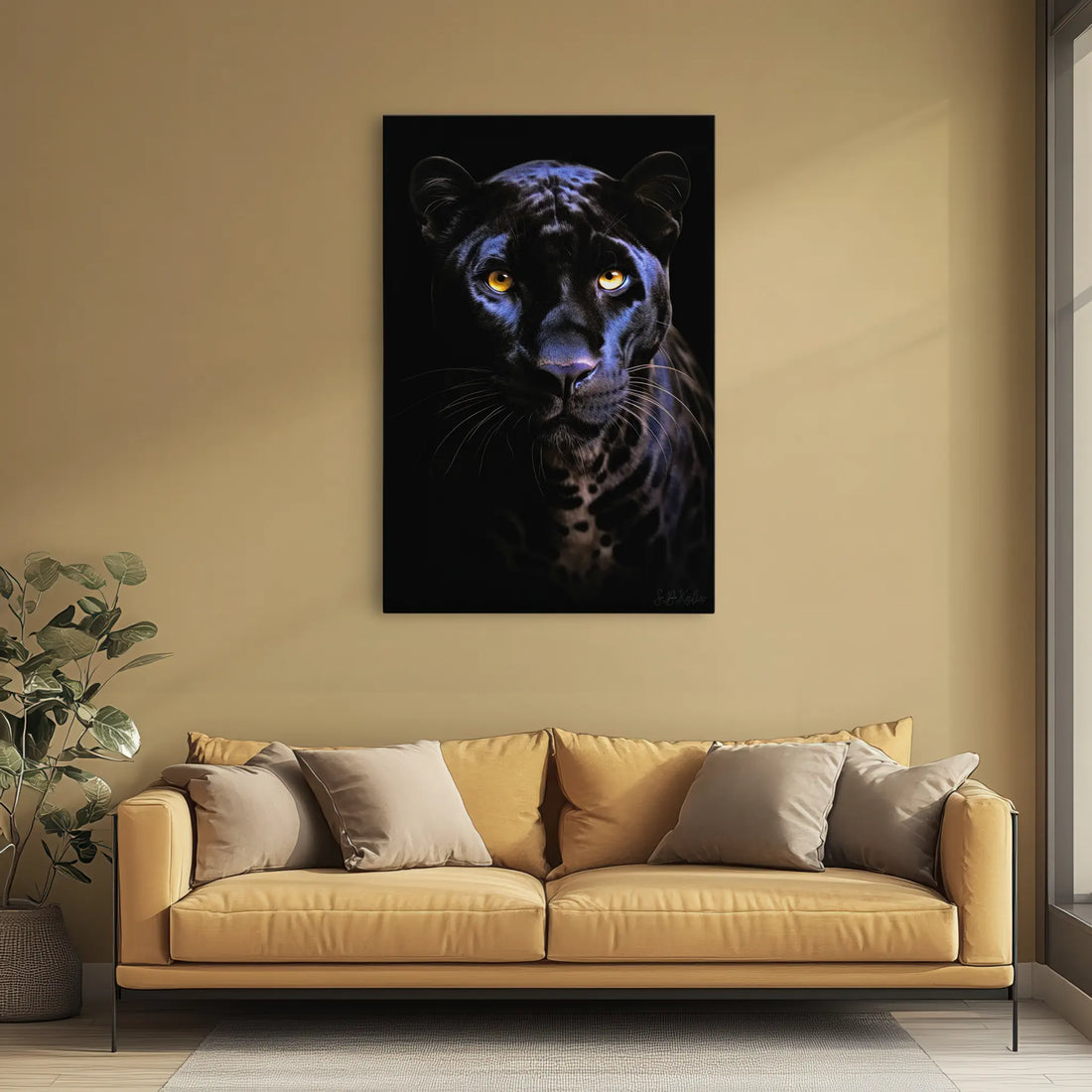 Midnight Panther with Golden Eyes Giclée Print 231030 Visual Wall Art AR2:3V Giclée Print