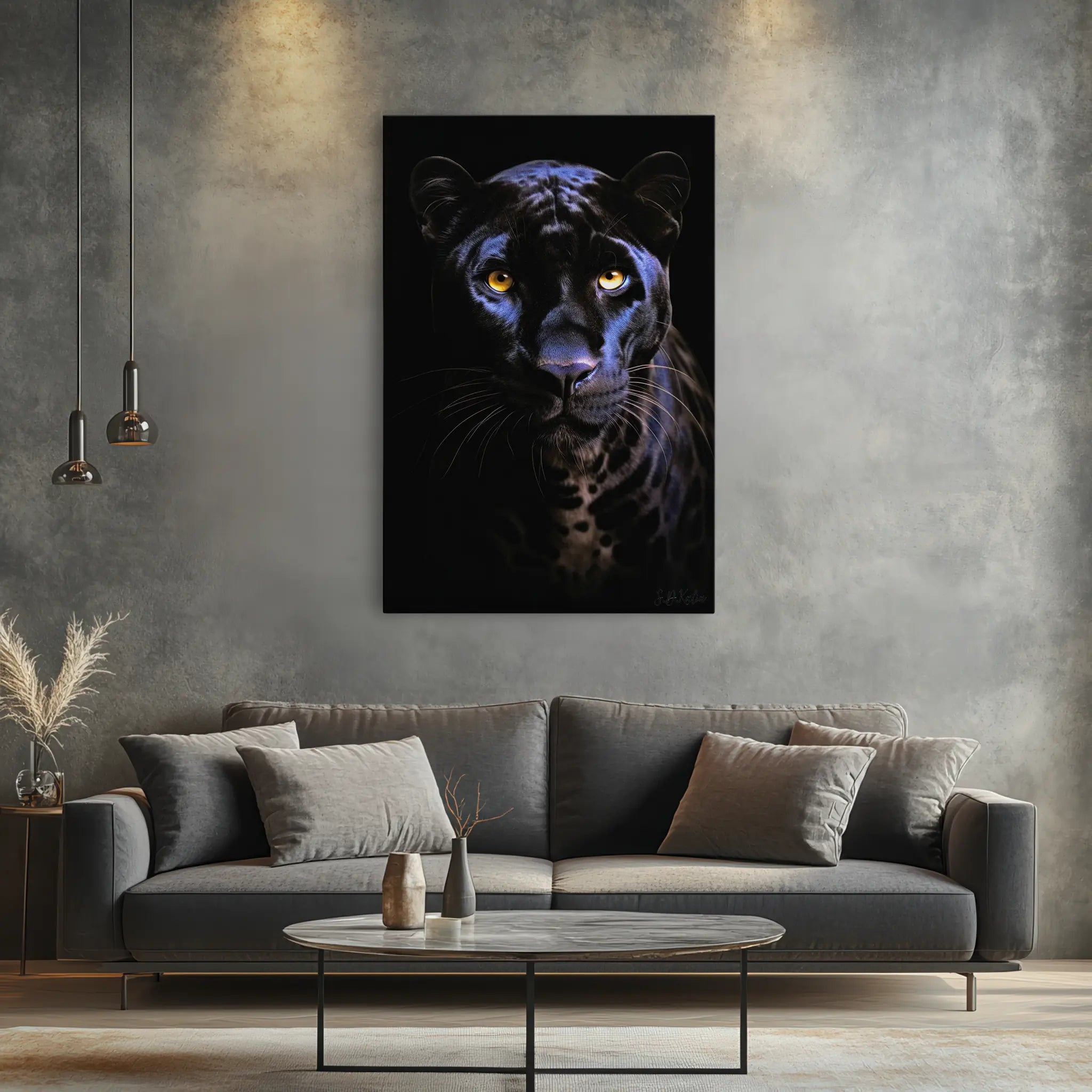 Midnight Panther with Golden Eyes Giclée Print 231030 Visual Wall Art AR2:3V Giclée Print