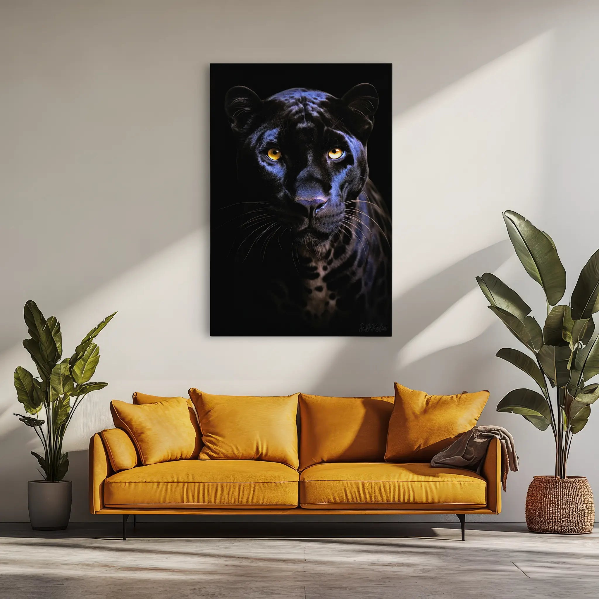 Midnight Panther with Golden Eyes Giclée Print 231030 Visual Wall Art AR2:3V Giclée Print