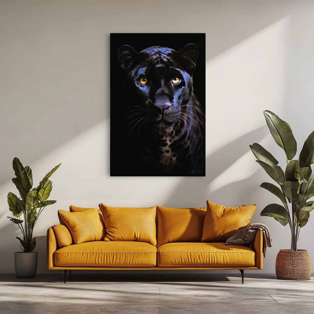 Midnight Panther with Golden Eyes Giclée Print 231030 Visual Wall Art AR2:3V Giclée Print