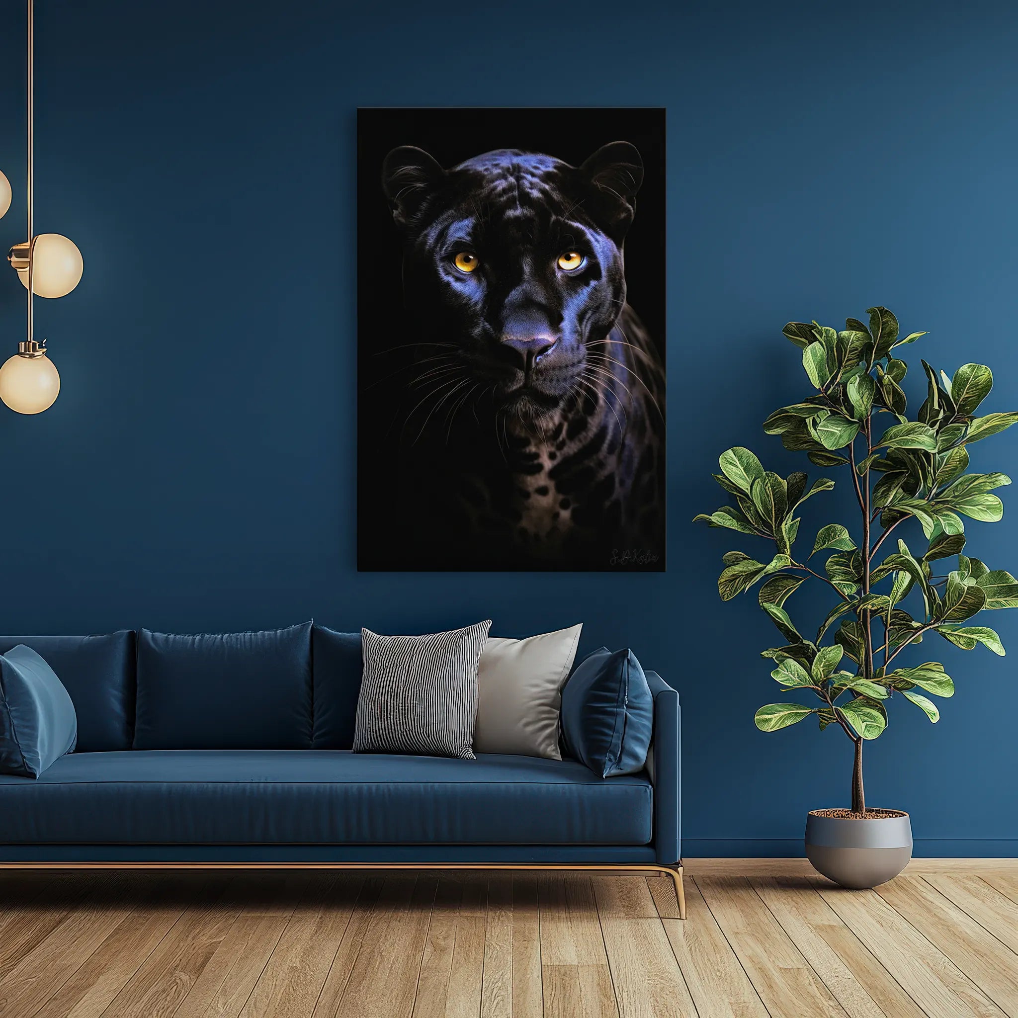Midnight Panther with Golden Eyes Giclée Print 231030 Visual Wall Art AR2:3V Giclée Print