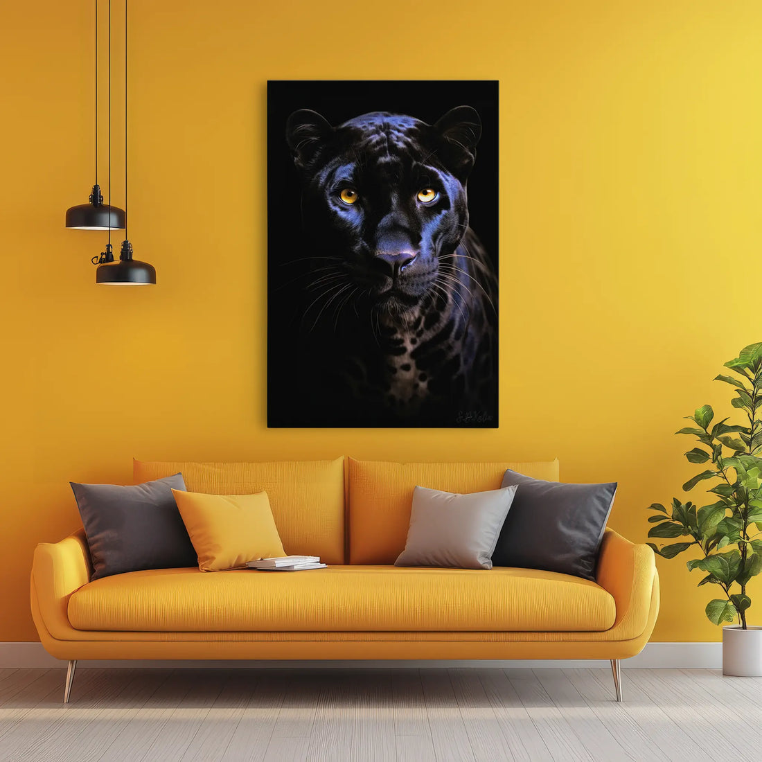 Midnight Panther with Golden Eyes Giclée Print 231030 Visual Wall Art AR2:3V Giclée Print