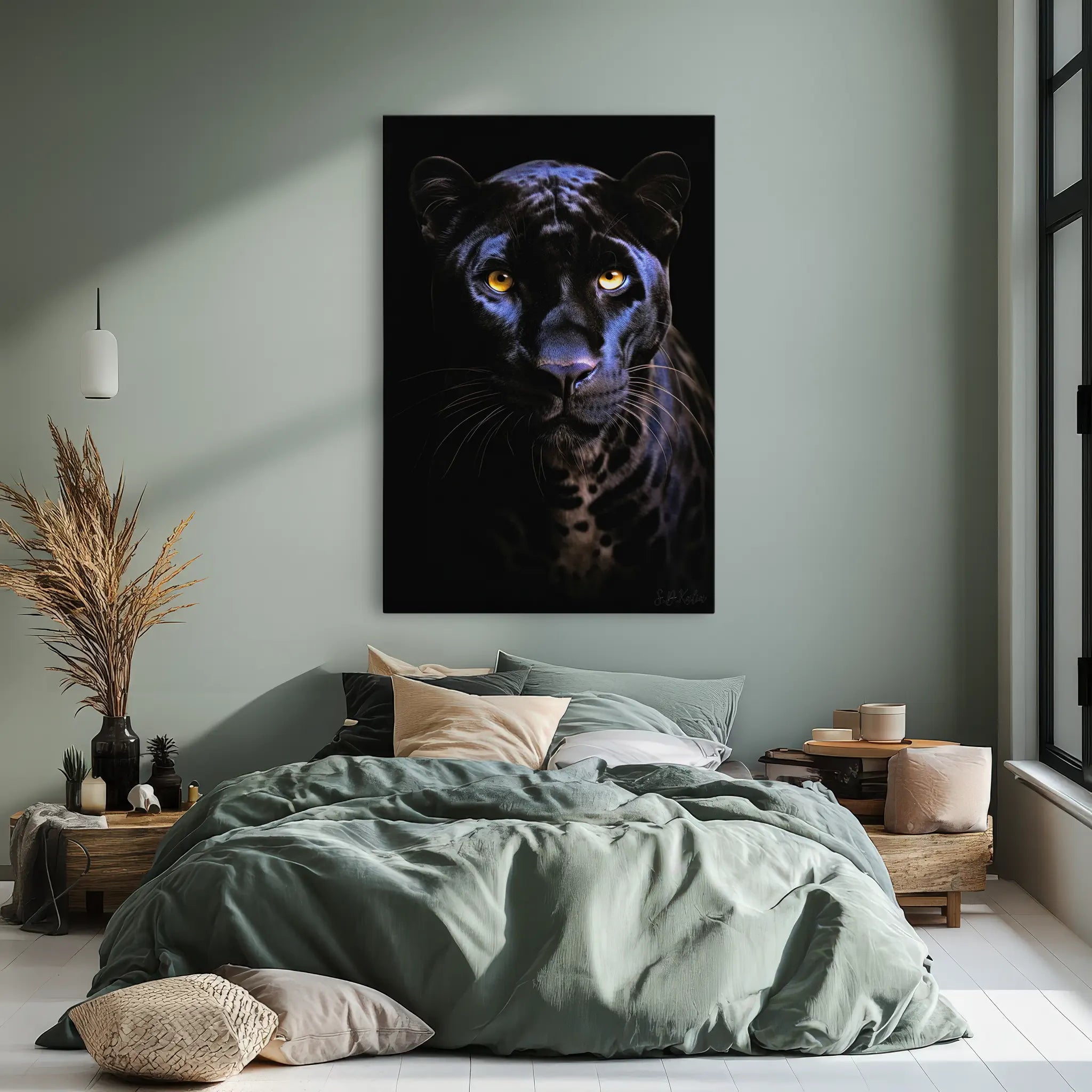 Midnight Panther with Golden Eyes Giclée Print 231030 Visual Wall Art AR2:3V Giclée Print