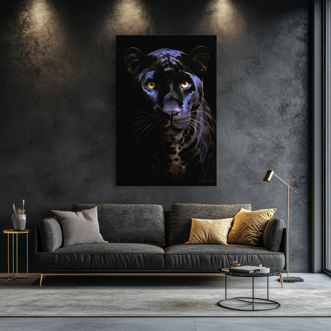 Midnight Panther with Golden Eyes Giclée Print 231030 Visual Wall Art AR2:3V Giclée Print