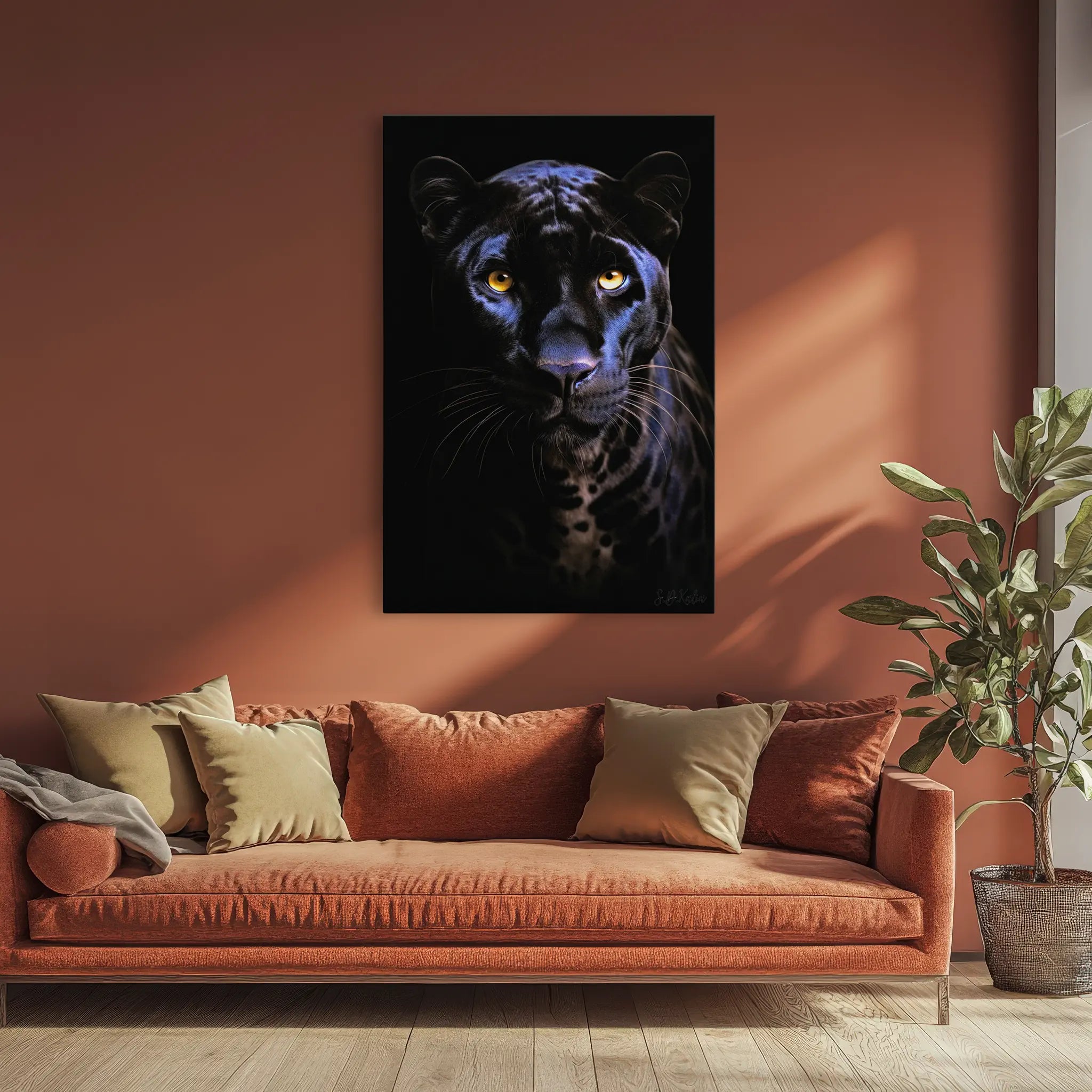 Midnight Panther with Golden Eyes Giclée Print 231030 Visual Wall Art AR2:3V Giclée Print