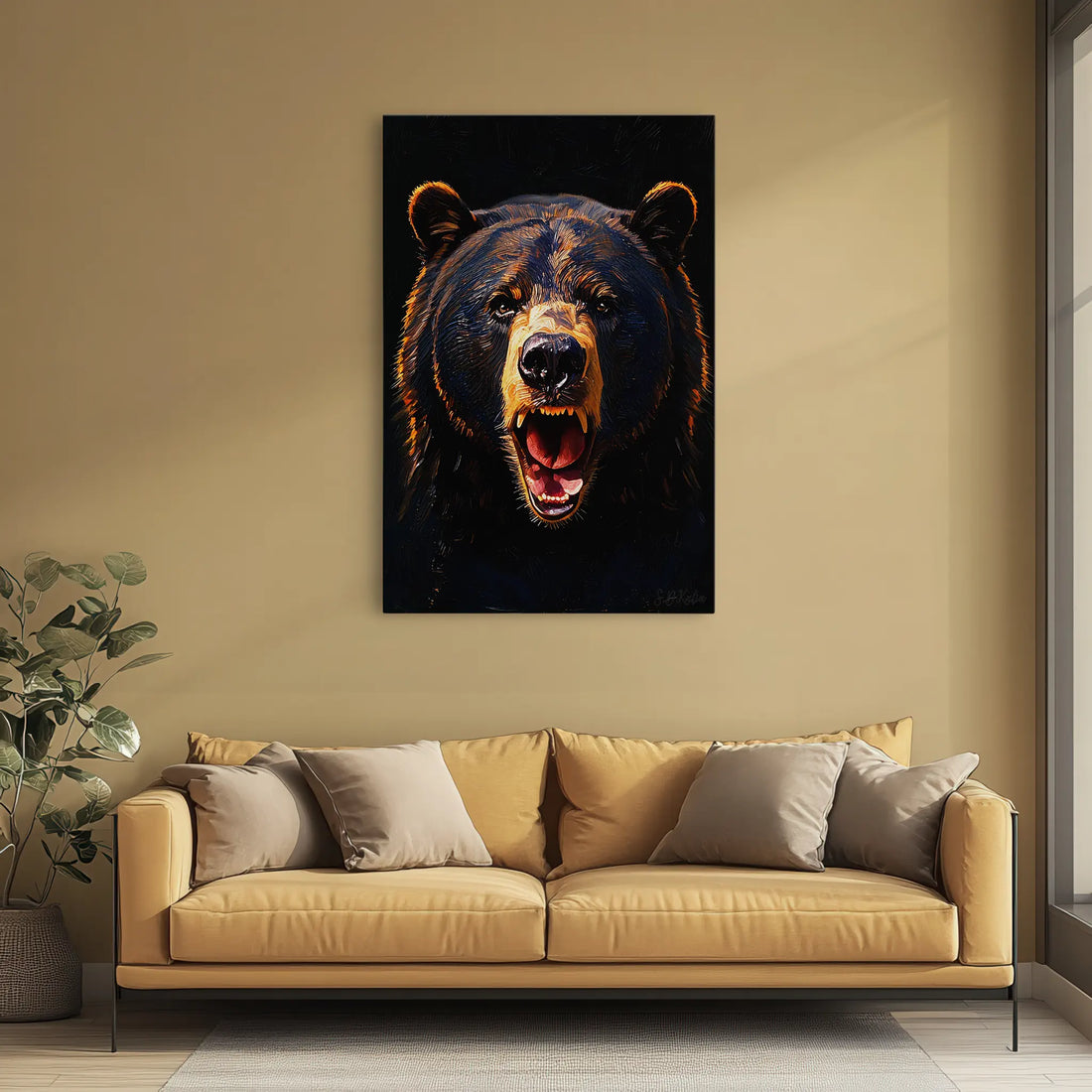 Midnight Roar Black Bear Portrait Giclée Print 231031 Visual Wall Art AR2:3V Giclée Print