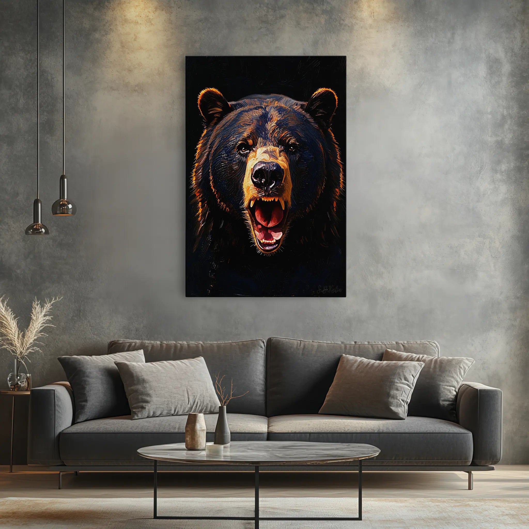 Midnight Roar Black Bear Portrait Giclée Print 231031 Visual Wall Art AR2:3V Giclée Print