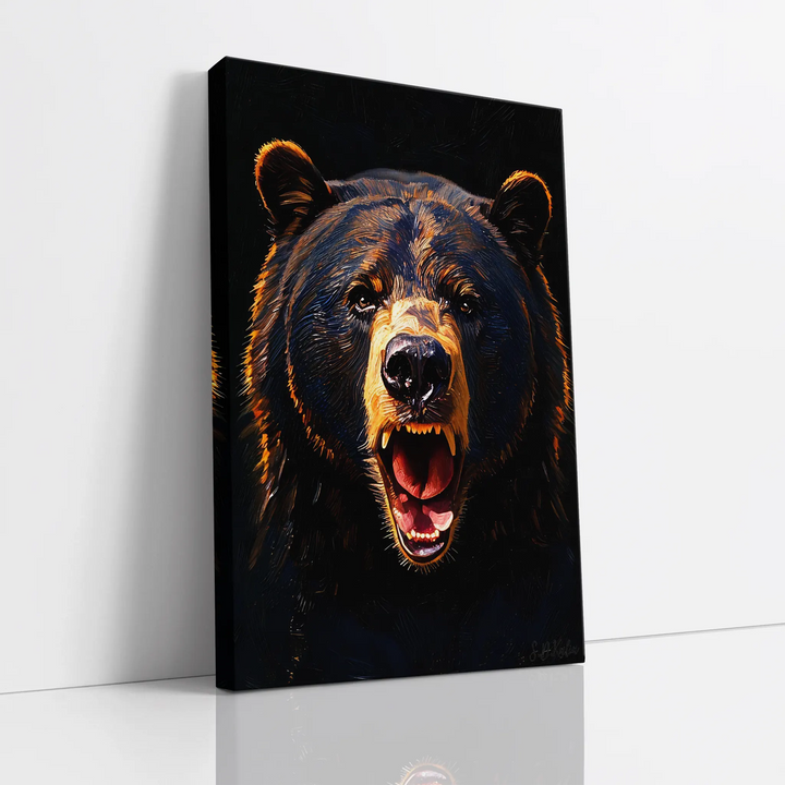 Midnight Roar Black Bear Portrait Giclée Print 231031 Visual Wall Art AR2:3V Giclée Print