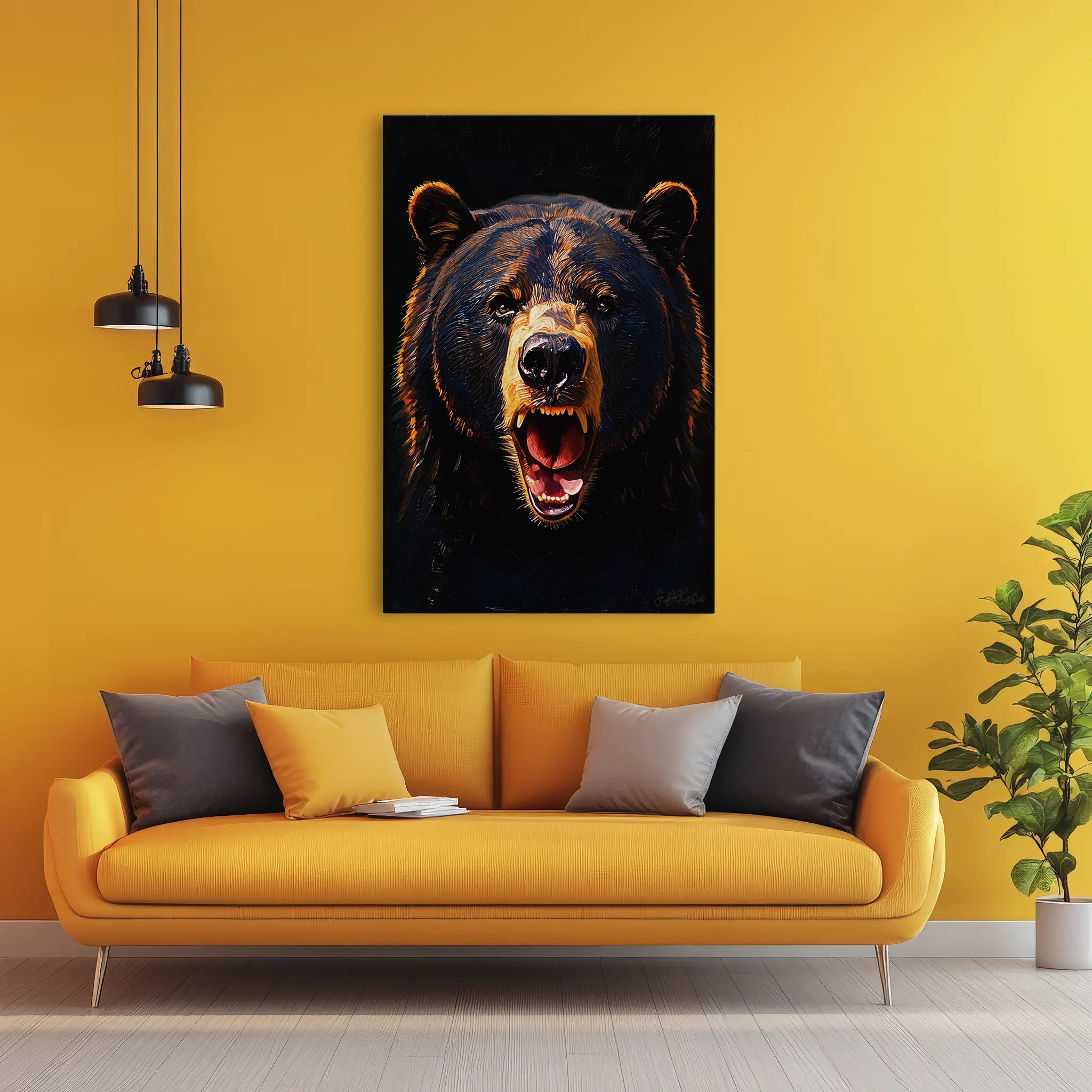 Midnight Roar Black Bear Portrait Giclée Print 231031 Visual Wall Art AR2:3V Giclée Print